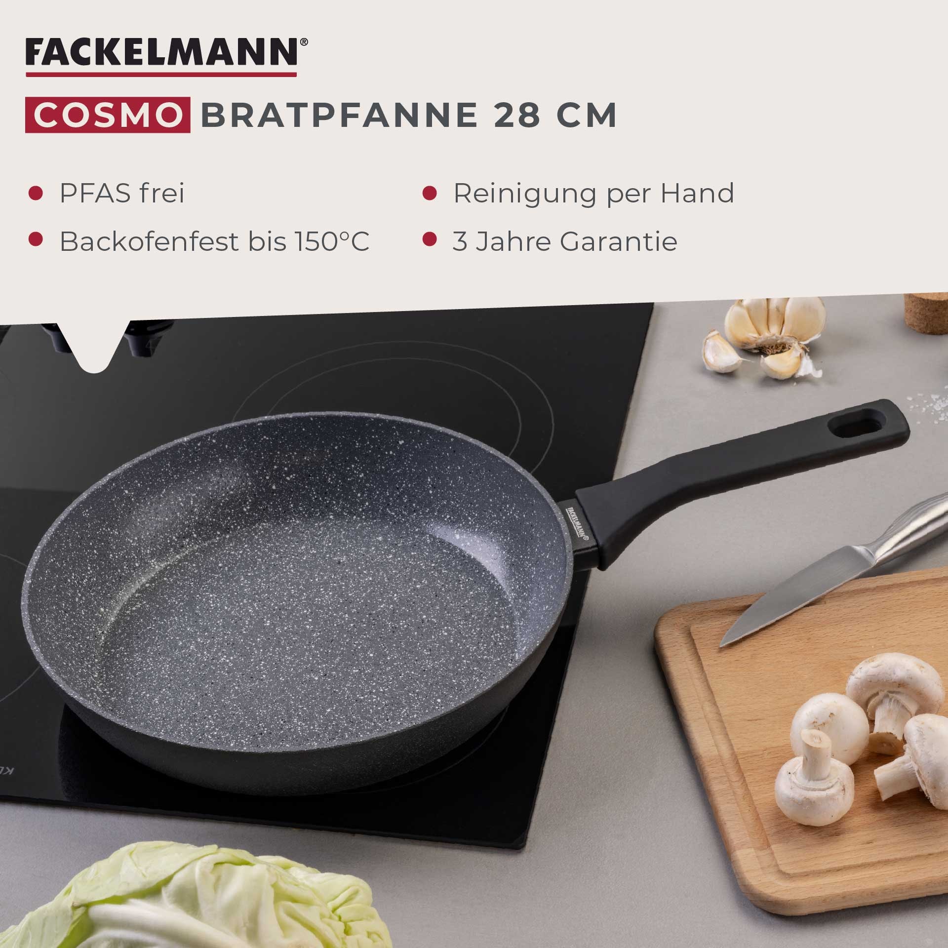 FACKELMANN Bratpfanne »Cosmo« Aluminium Set, 3 Stk. tlg. Bratpfannen-Set Cosmo Ø 20, 24, 28 cm – mit Ceramic-Beschichtung