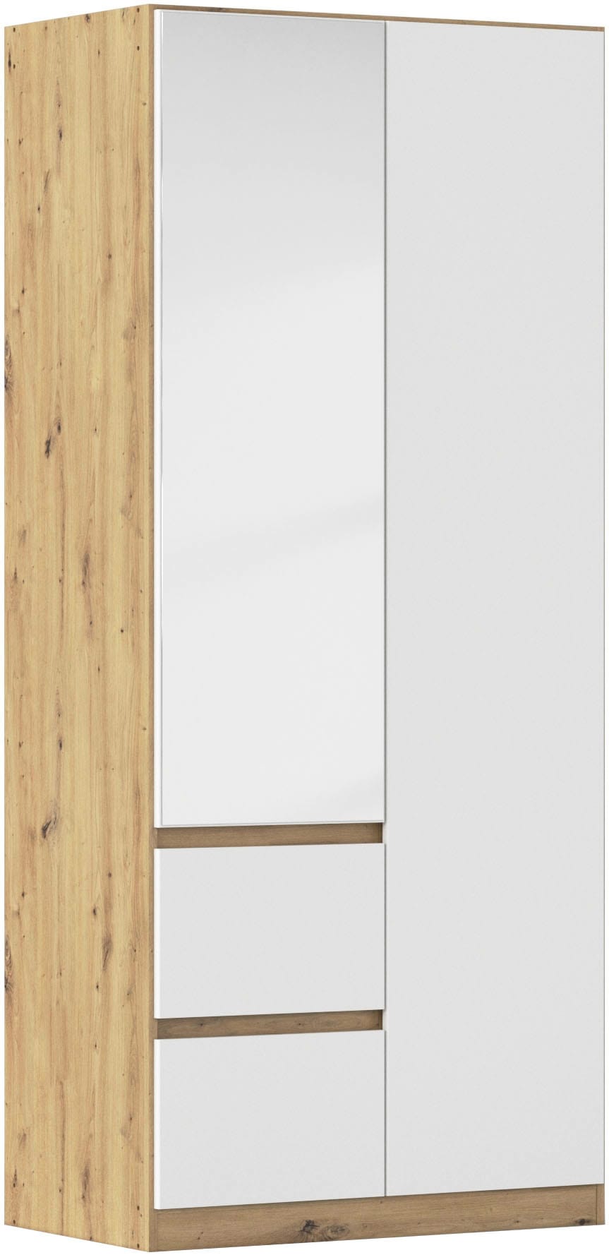 rauch Drehtürenschrank »Schrank Garderobe MAINZ Breiten 91/136/181/226/271/315/360, Höhe 210cm« 3 verschiedene Ausstattungen BASIC/CLASSIC/PREMIUM (inkl. SOFT-CLOSE),  grifflose Front, Außentüren mit Push-to-Open Funktion MADE IN GERMANY