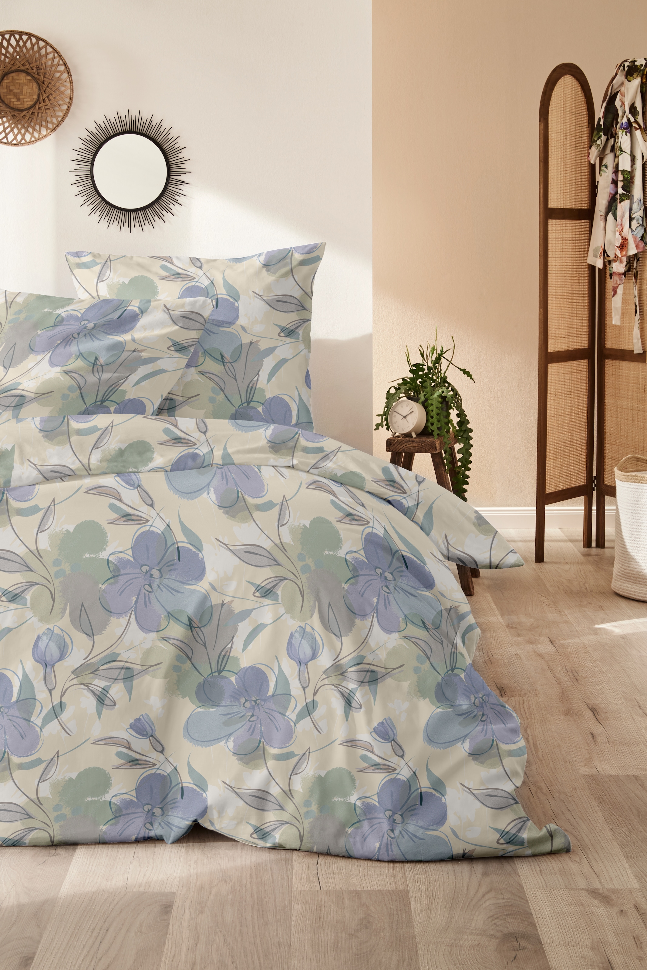 Primera Bettwäsche »Feinbiber-Bettwäsche Floris« 2 Stk. tlg. mit zarten Blüten