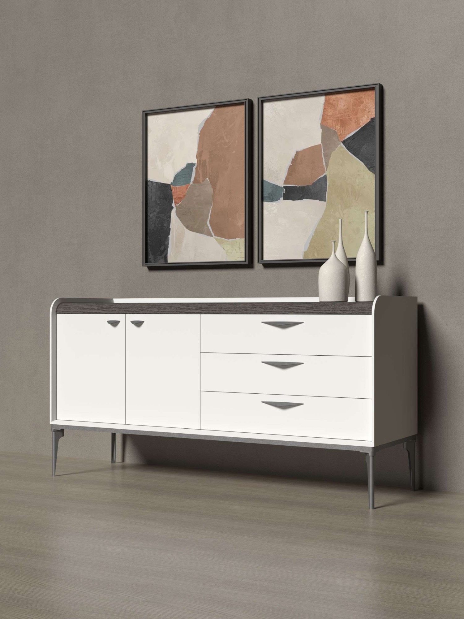 OTTO home Kommode »Soffy Kombikommode, Sideboard, Schubladenkommode« UV lackiert, Soft Close Funktion, Metallgestell in Anthrazit Dekor
