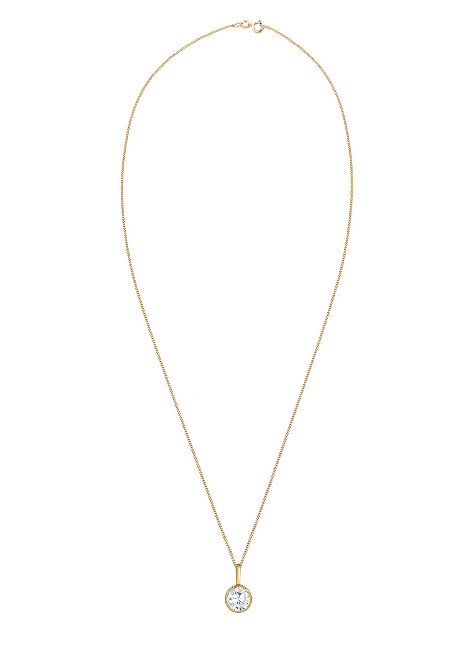 Elli Premium Silberkette »Halskette Solitär Zirkonia 585 Gelbgold«