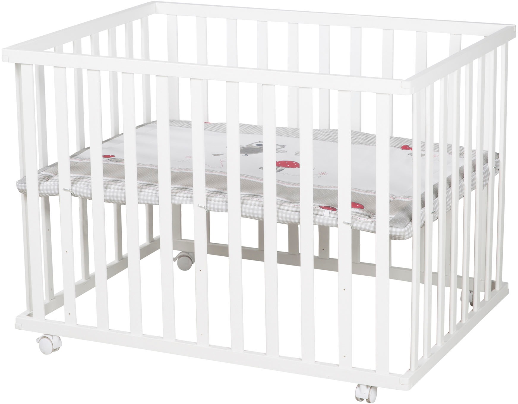 roba® Laufgitter »Adam & Eule weiß, 100x75 cm«, bis 15 kg, mit Stoffeinlage