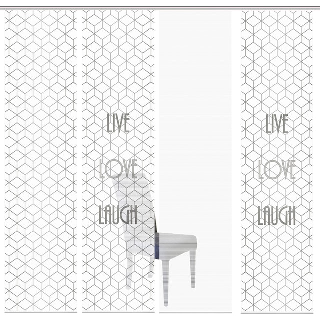 Vision S Schiebegardine »LIVE LOVE LAUGH 4er SET«, (4 St.), Bambus-Optik, Digital  bedruckt bei OTTO