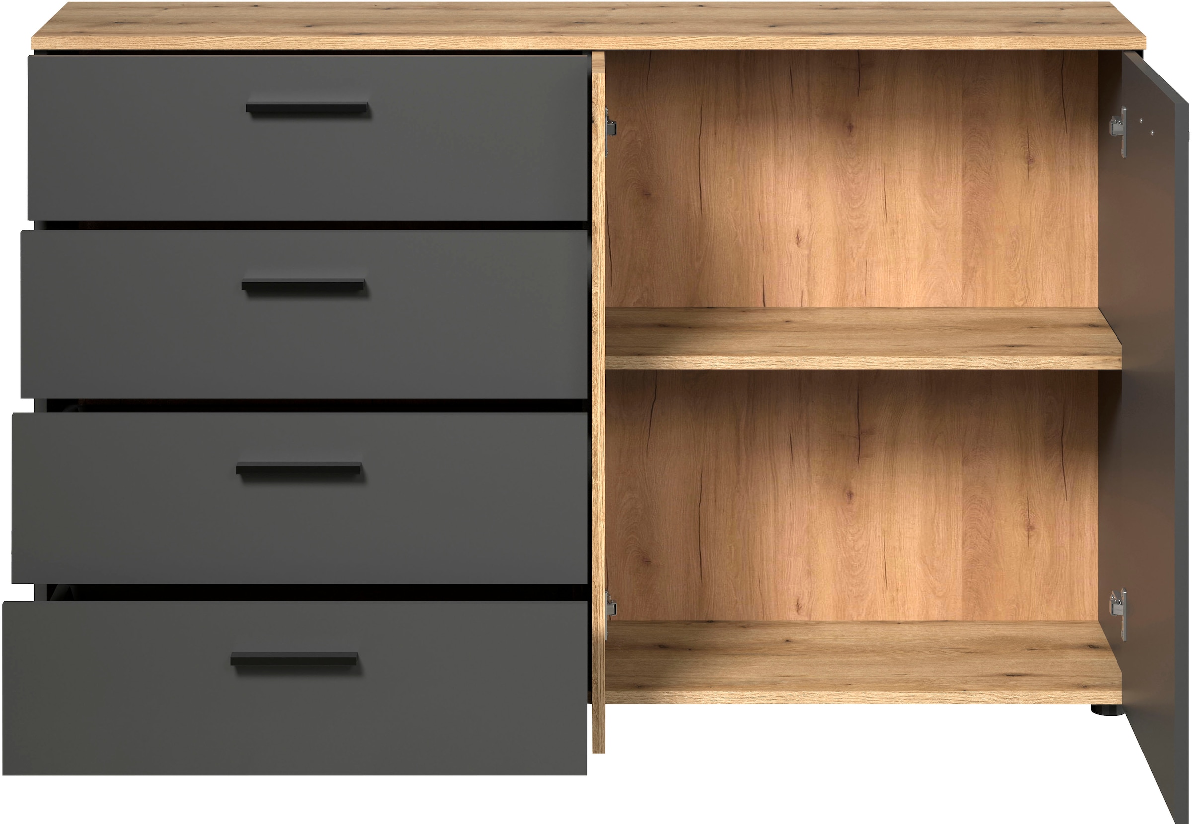 Home affaire Kommode »Estepona« 1 Stk. tlg. Sideboard mit voll ausziehbaren Schubladen - (B/T/H) 139/38/86 cm