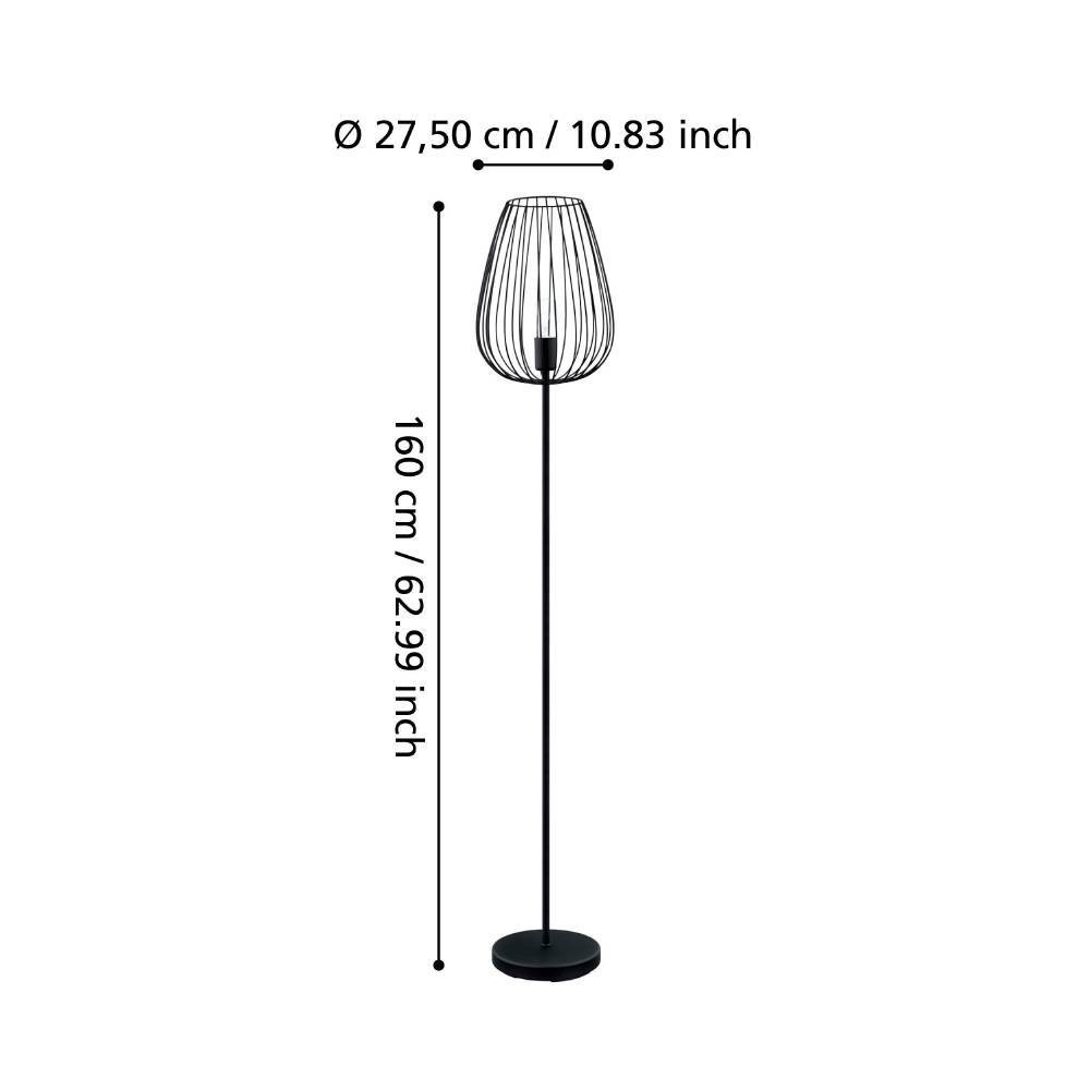 EGLO Stehlampe »NEWTOWN Stehleuchte, schwarz, Stahl, E27, Schalter«, 1 flammig, Leuchtmittel E27 | ohne Leuchtmittel, Schlicht, Vintage, Retro, Wohnzimmer, Schlafzimmer, 159,5x27,5x23cm