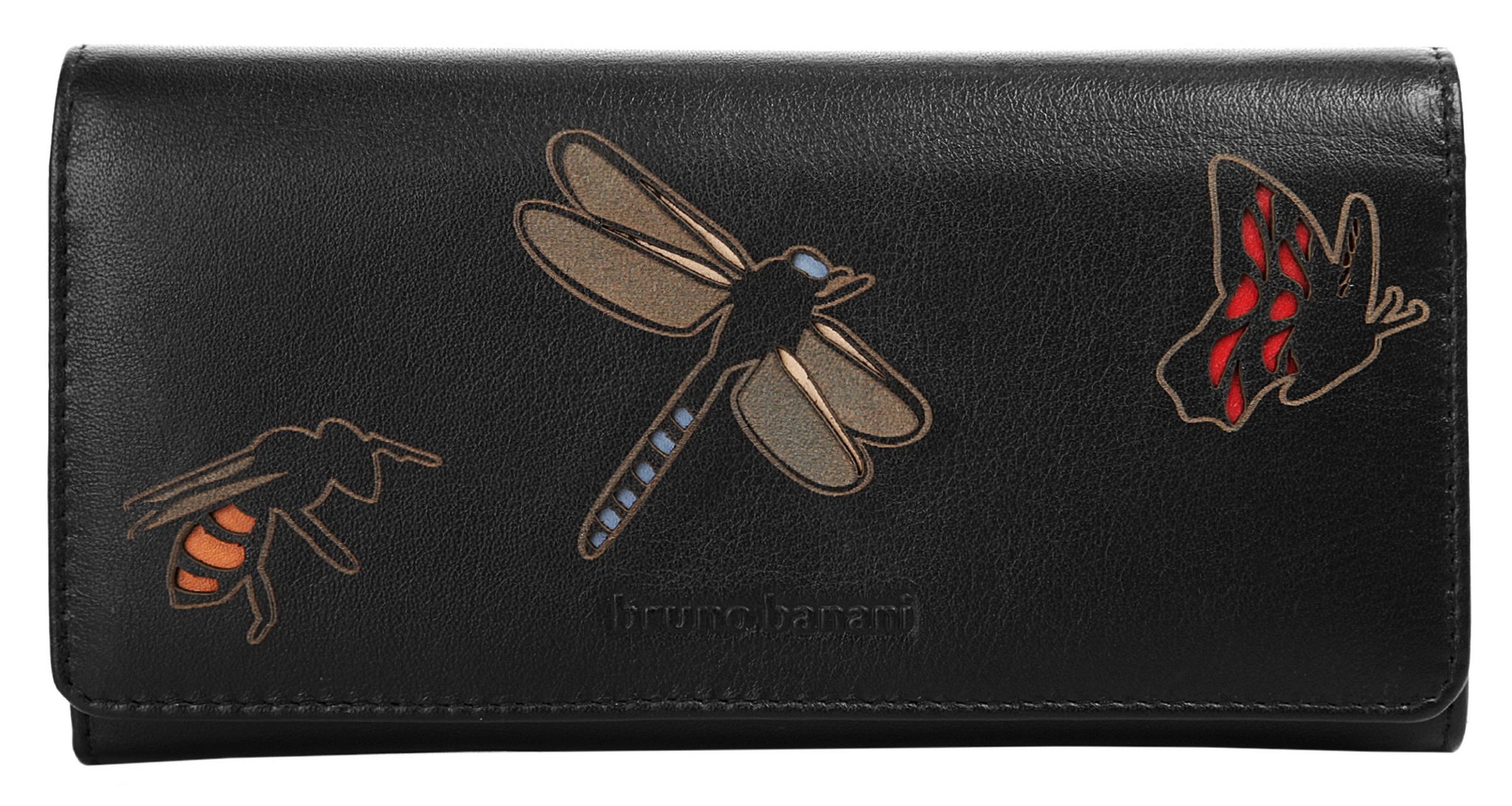 Bruno Banani Damen Geldbörse echt Leder in schwarz