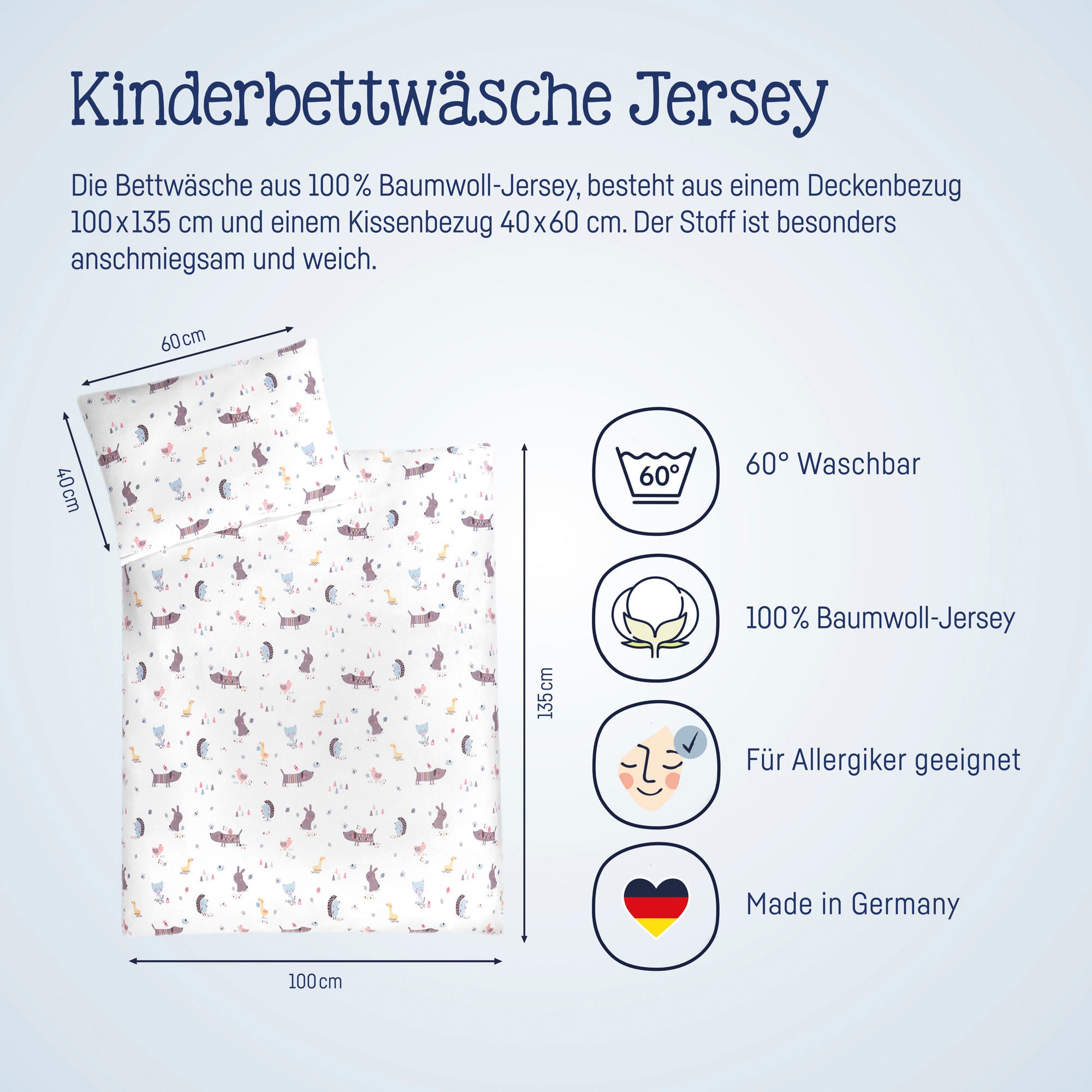Julius Zöllner Kinderbettwäsche »Crazy Animals«, mit unterschiedlichen Tieren