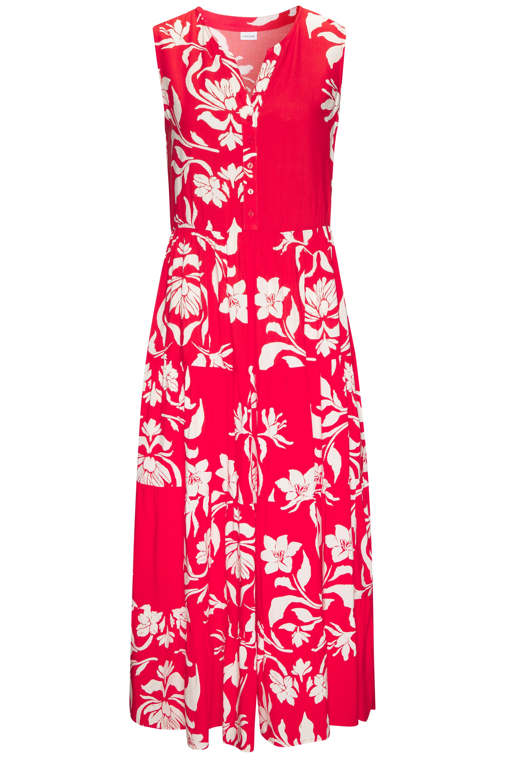 LASCANA Maxikleid mit Blumenprint und Knopfleiste, Sommerkleid, Strandkleid