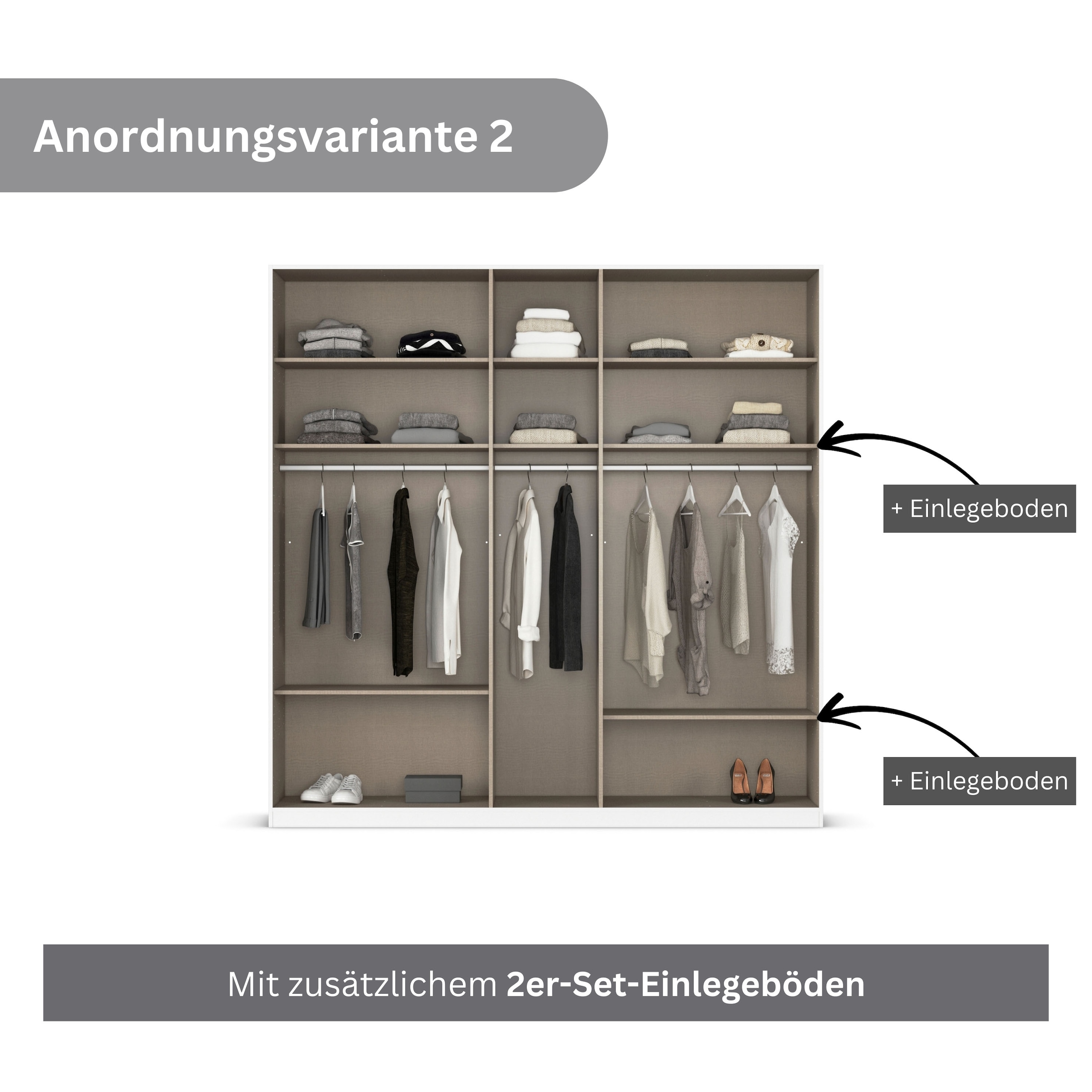 rauch Drehtürenschrank »Kleiderschrank Schrank Garderobe AGORDO mit Dekor- oder Hochglanzfront«, durchdachte Innenausstattung, in 6 Breiten und 2 Höhen MADE IN GERMANY