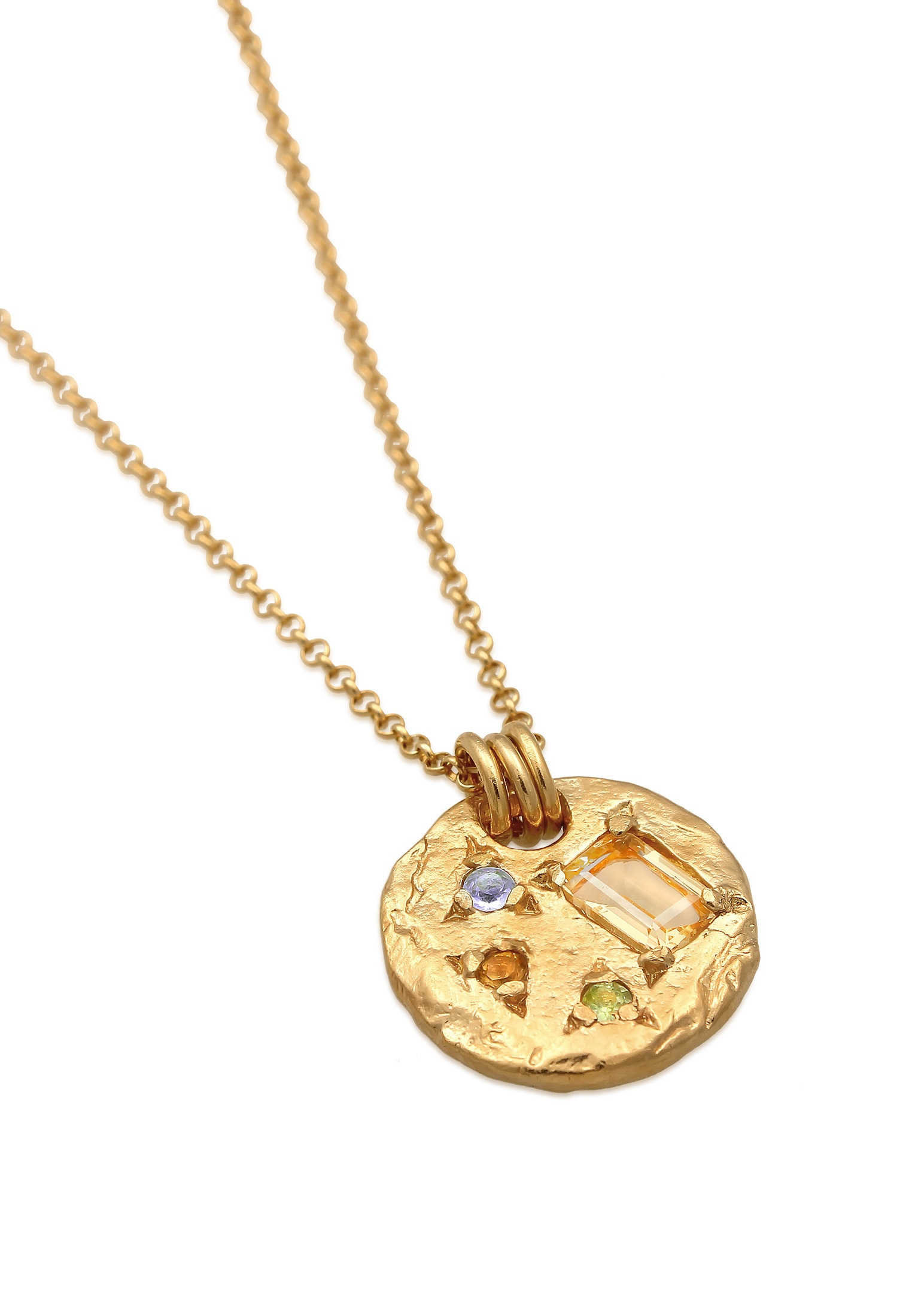 HAZE & GLORY Kette mit Anhänger »Halskette Münze Iolith Granat - Jagger 925 Silber«