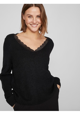 V-Ausschnitt-Pullover »VILOU REV V-NECK L/S LACE KNIT TOP -NOOS«