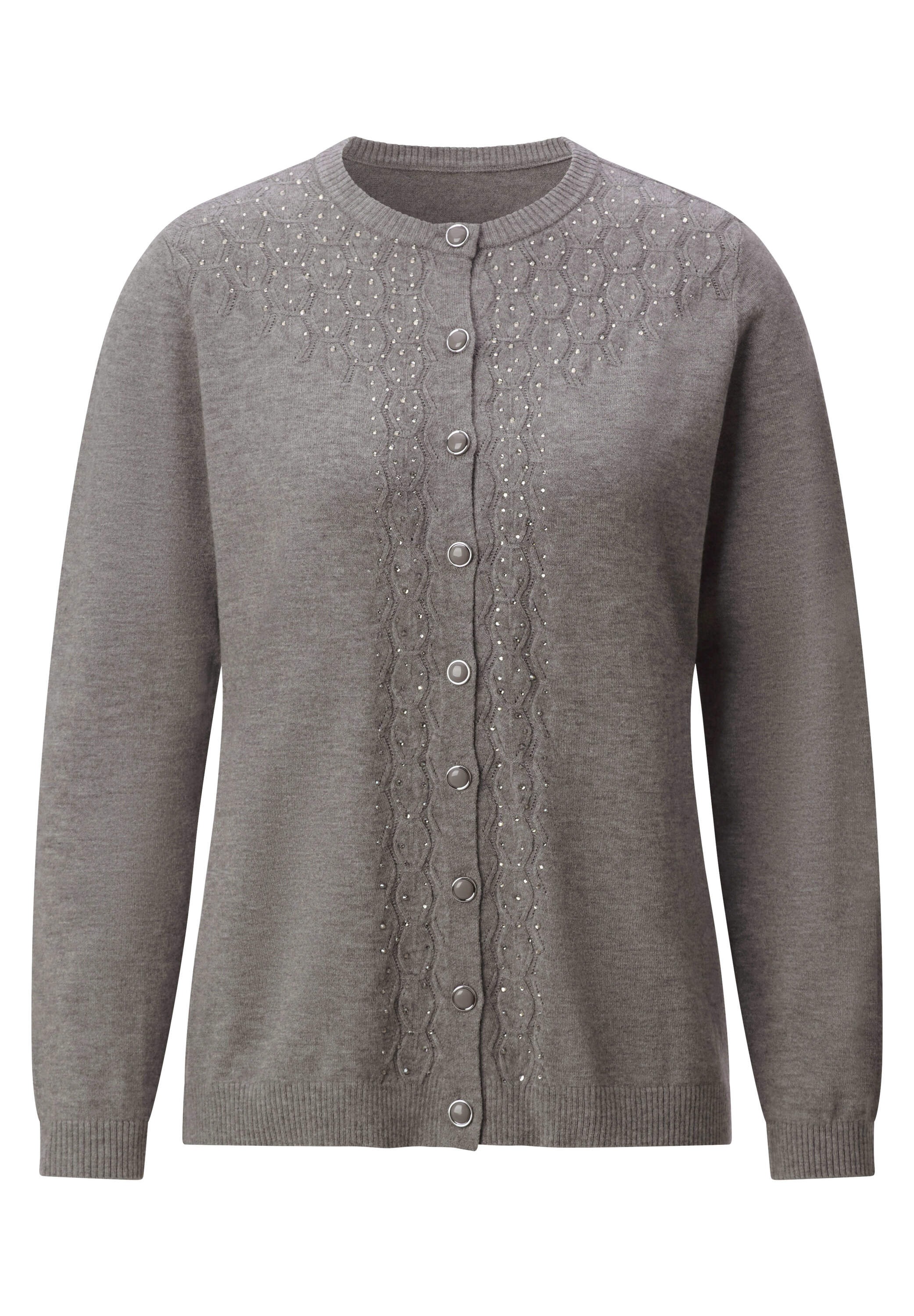 Witt Strickjacke »Strickjacke Strickjacke mit Ajourmuster und Glitzersteinchen«