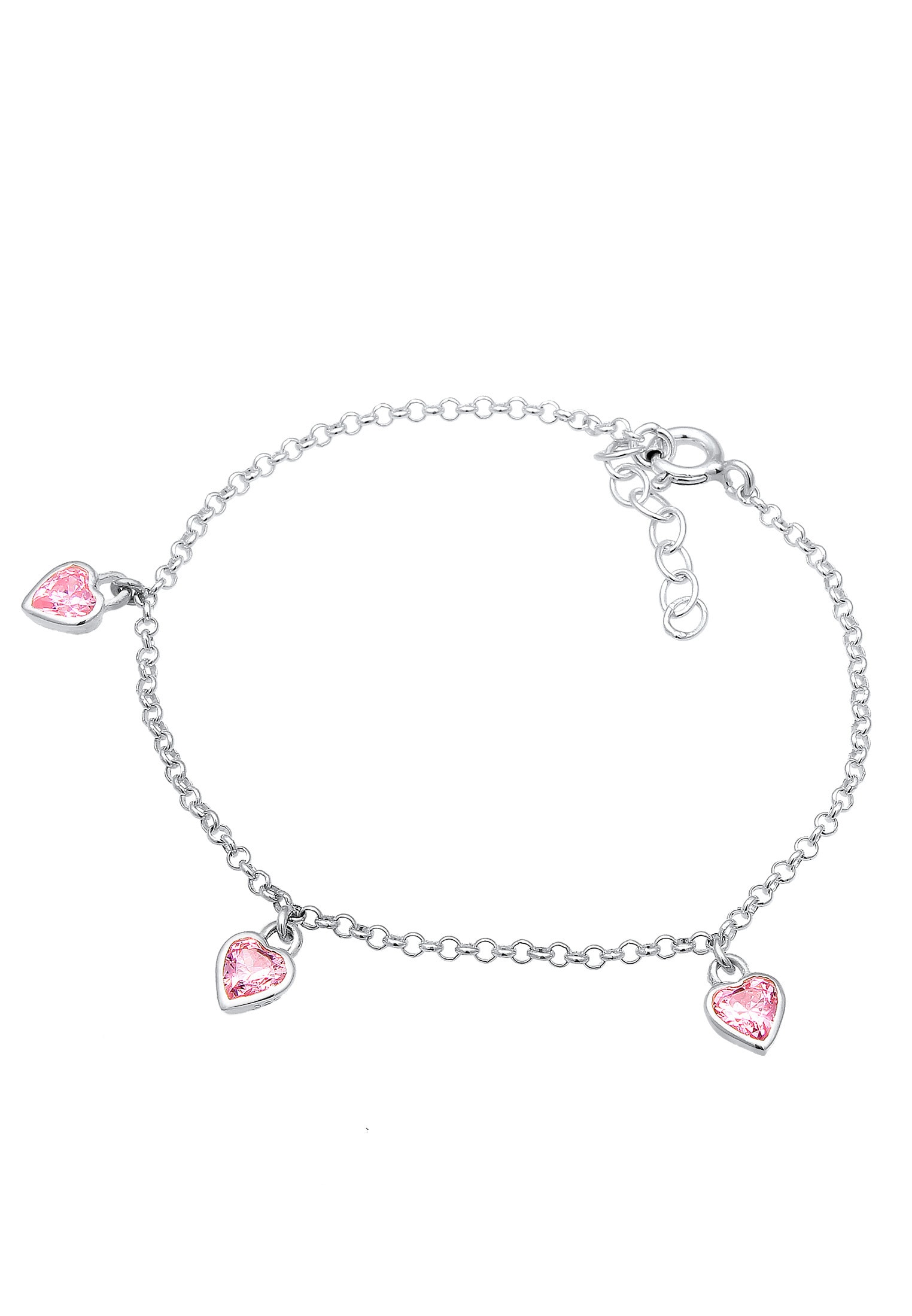 Elli Armkette »Armband Herz Zirkonia Pink 925 Sterling Silber«