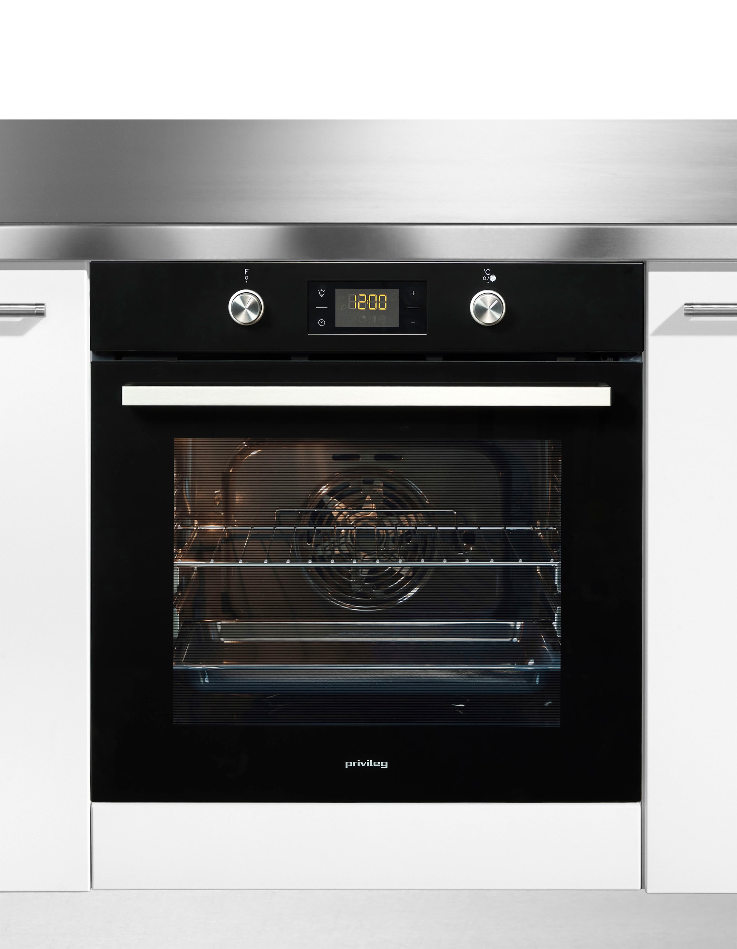 Privileg Backofen-Set »BAKO Turn&Cook 450 BLACK«, PBWR6 OP8V2 BLG, mit 2-fach-Teleskopauszug, Pyrolyse-Selbstreinigung