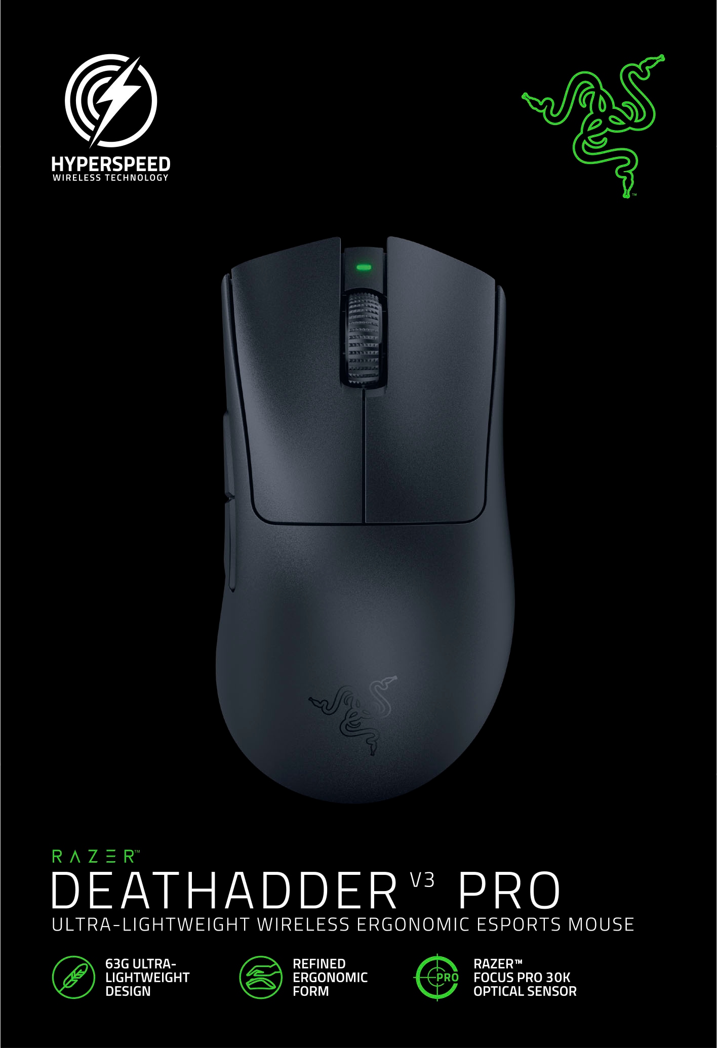 RAZER Gaming-Maus »DeathAdder V3 Pro«, RF Wireless-kabelgebunden