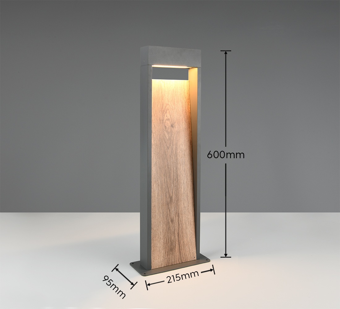 TRIO Leuchten LED Außen-Stehlampe »SALMON, Outdoor LED Stehleuchte 11W 1200 Lm 3000K, Garten Stehlampe« LED-Board 1 Stk. Warmweiß aus Aluminium & Holz-Optik, IP44 LED Garten Wegeleuchte