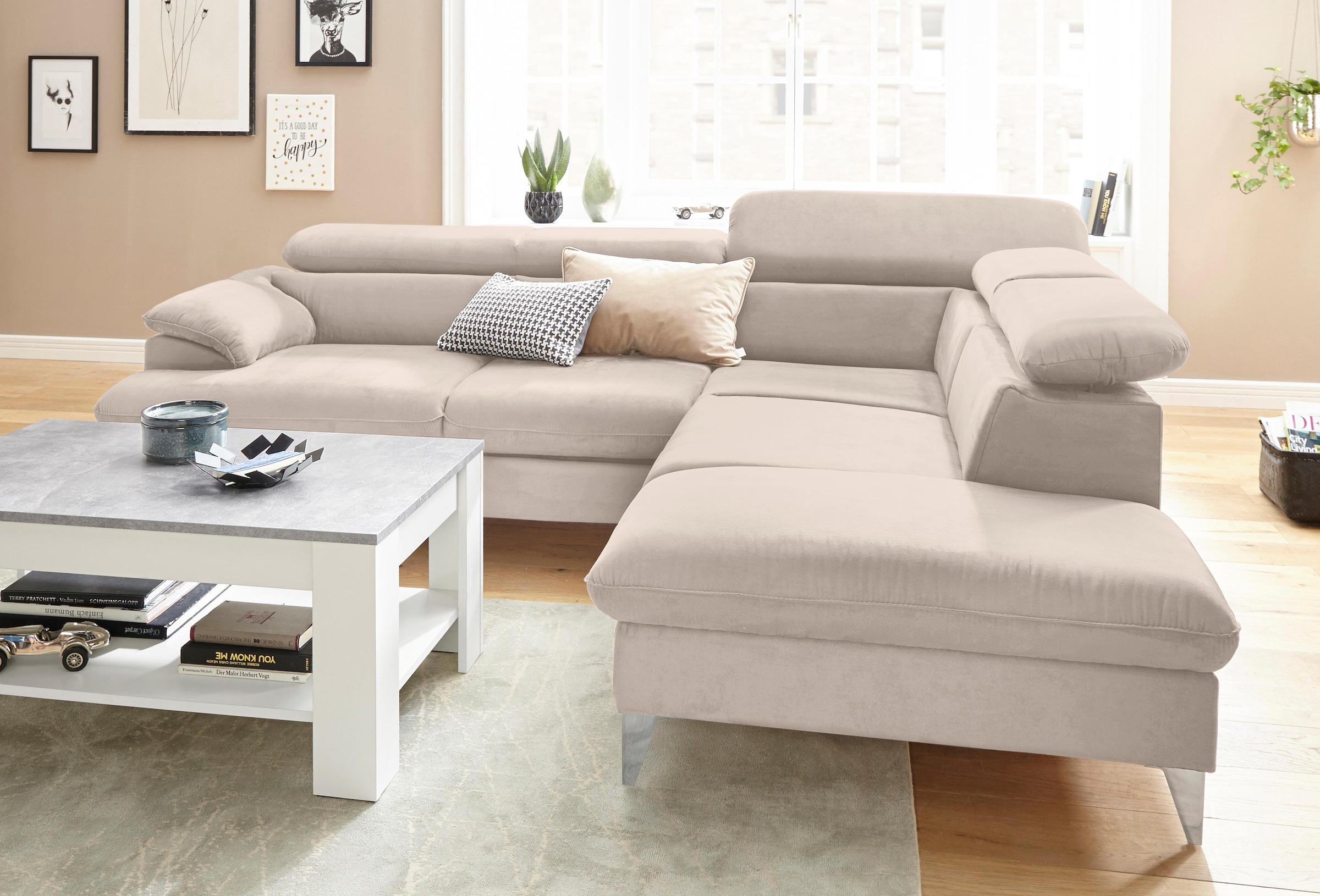 COTTA Ecksofa »Caluso L-Form«, mit Kopfteilverstellung, wahlweise mit Bettfunktion & Bettkasten