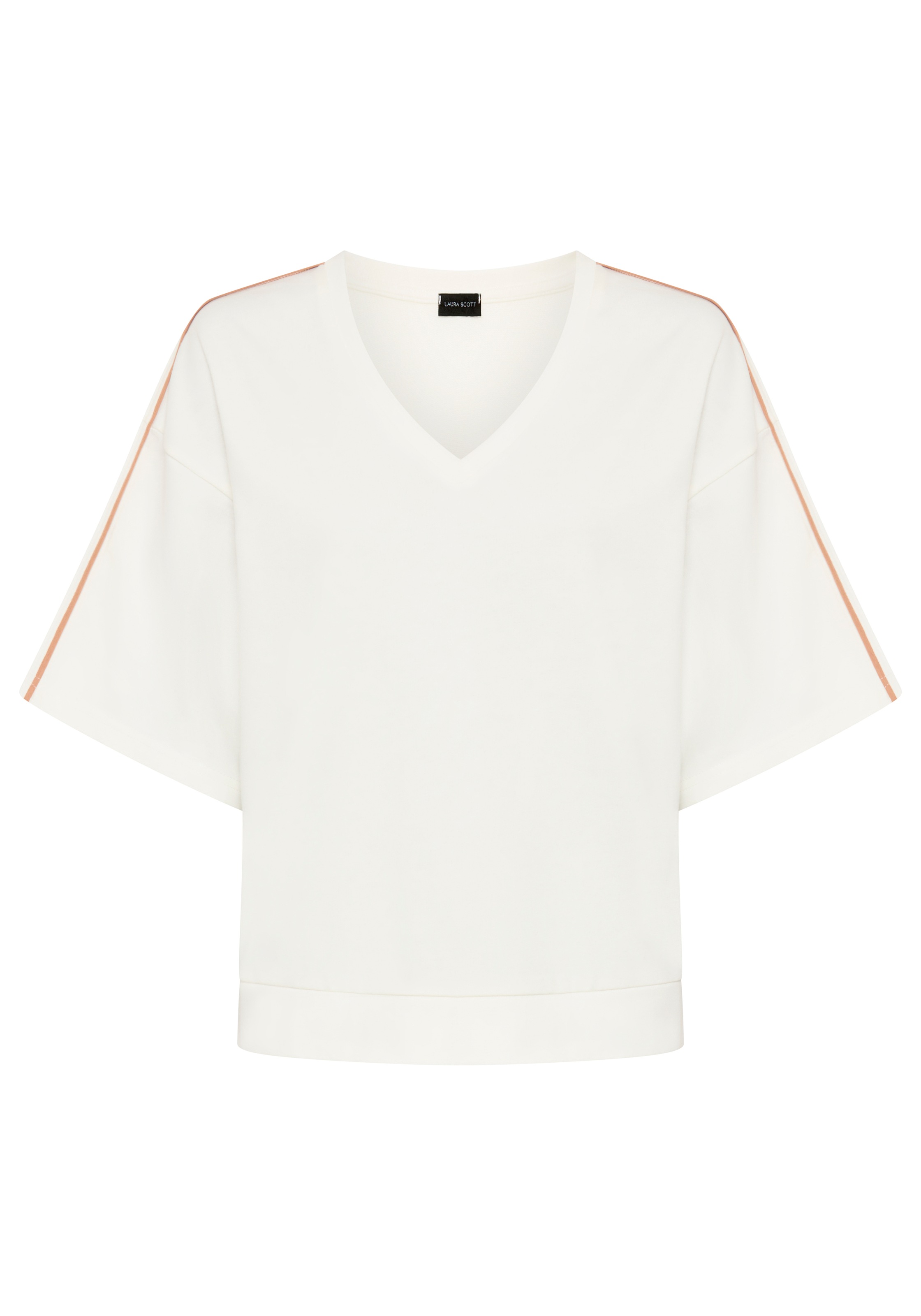 Laura Scott Sweater , casual Stil, mit V-Ausschnitt, mit Farbeinsatz, halbarm
