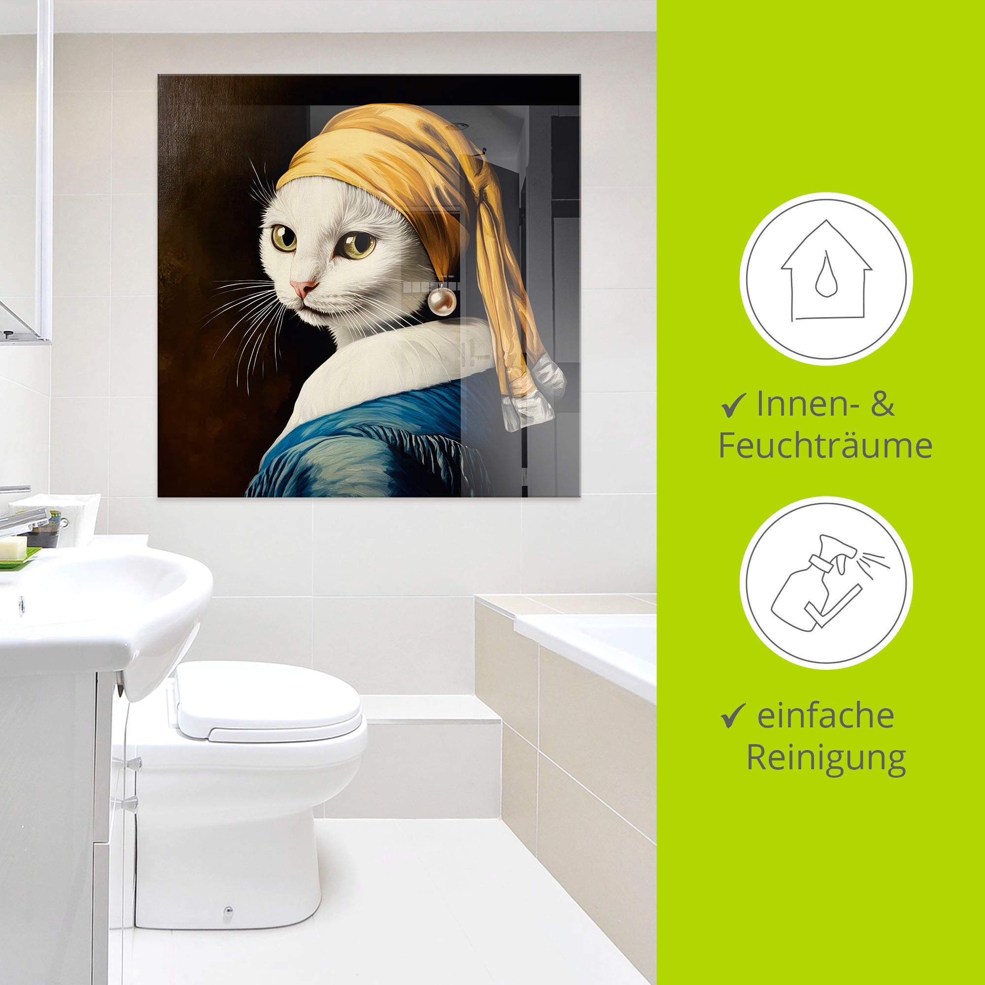 Artland Glasbild »Die Katze mit dem Perlenohrring« Animal Fantasy 1 Stk. tlg. in verschiedenen Größen