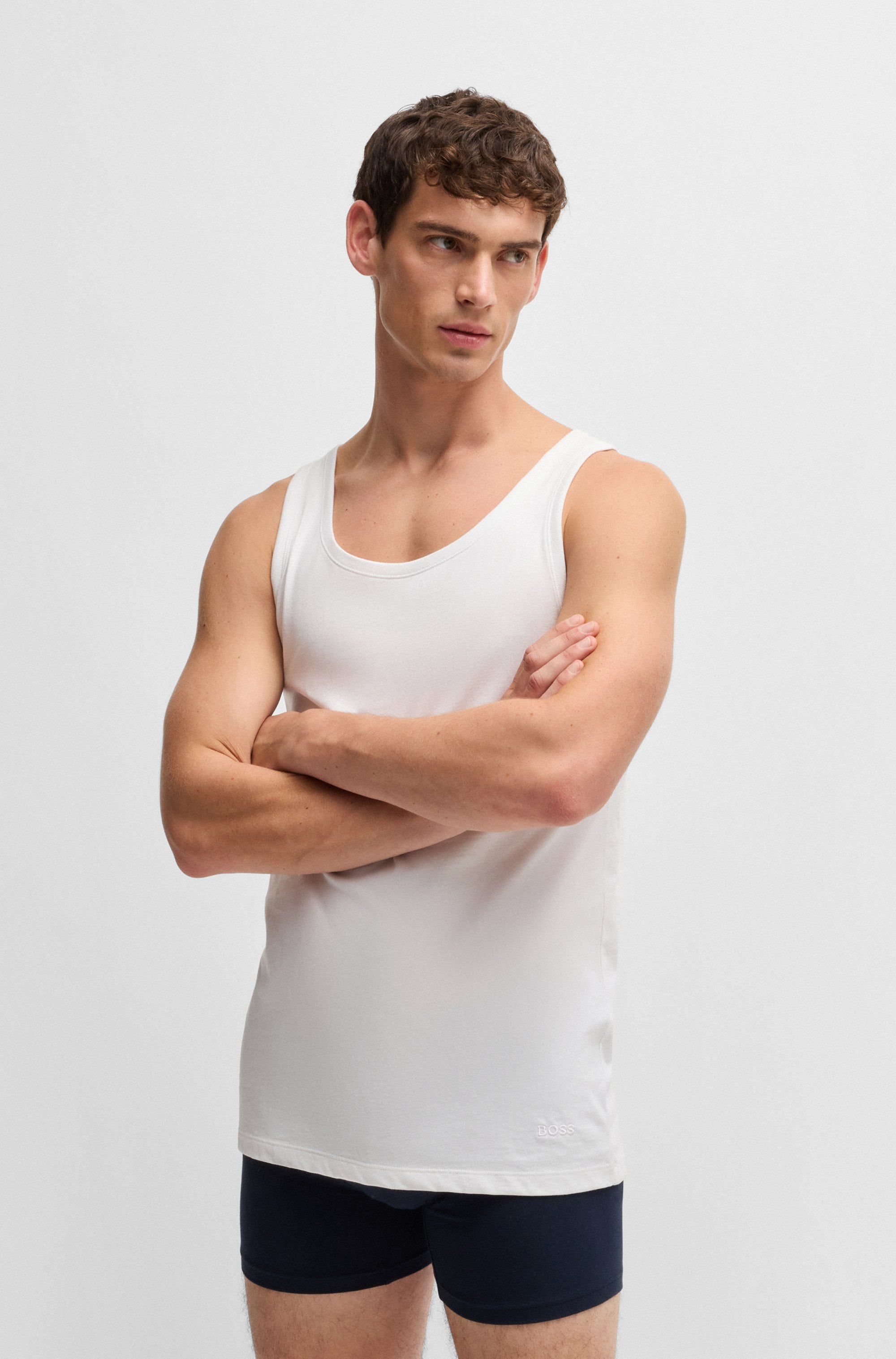 BOSS Unterhemd »Tank Top 3P CO«, (Packung, 3 St.), mit Rippbündchen