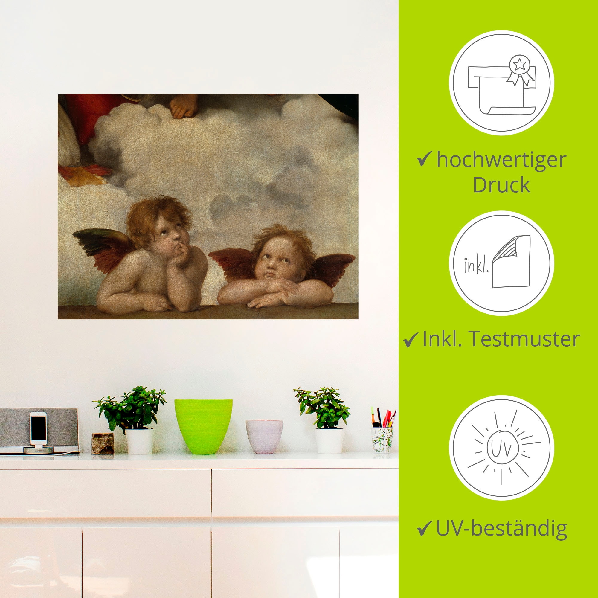Artland Wandbild »Detail aus Die Sixtinische Madonna.«, Religion, (1 St.), als Leinwandbild, Poster, Wandaufkleber in verschied. Größen