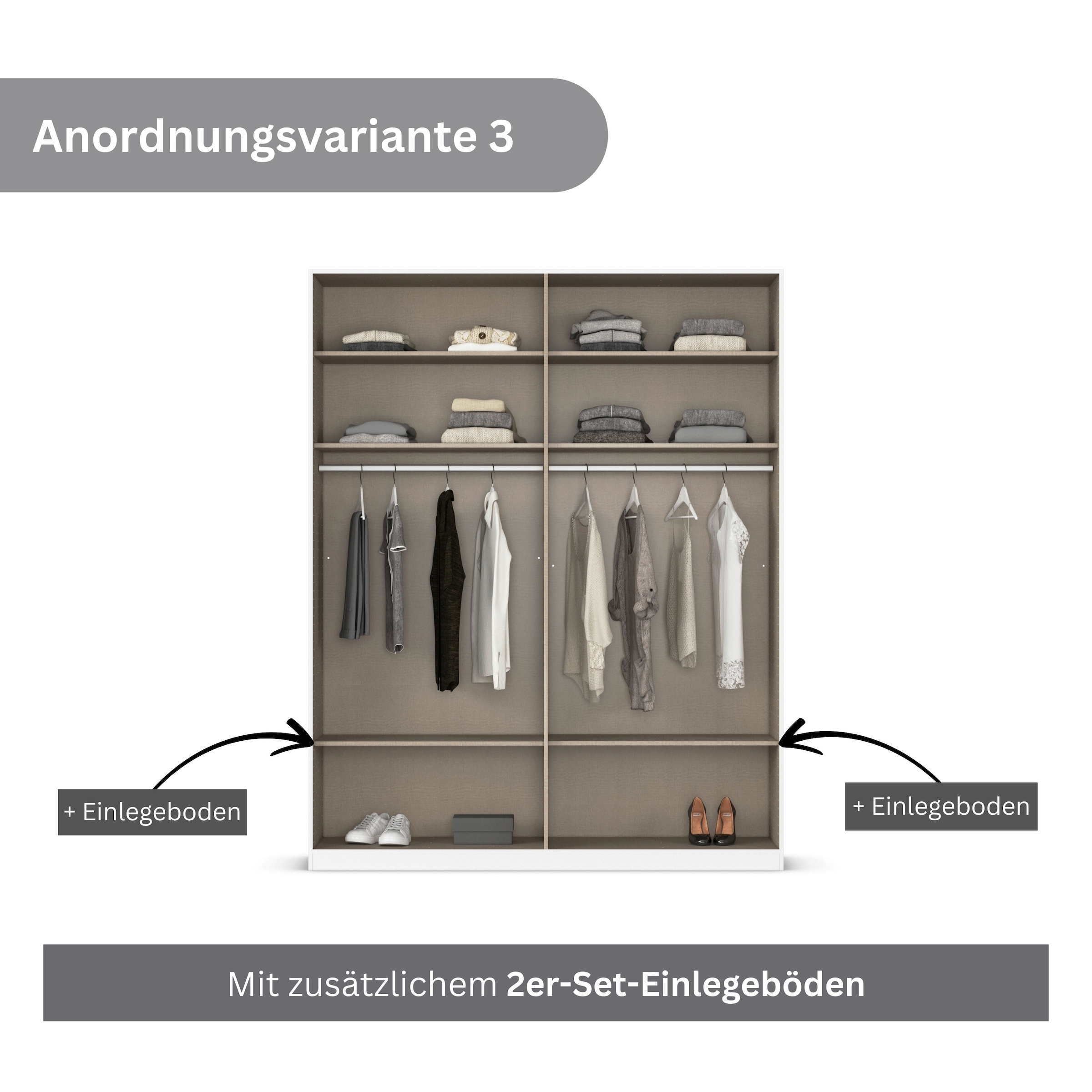 rauch Drehtürenschrank »Kleiderschrank Schrank Garderobe AGORDO mit Dekor- oder Hochglanzfront«, (in zwei Griff-Farben, Breiten 91-360 cm), durchdachte Innenausstattung, in 7 Breiten und 2 Höhen MADE IN GERMANY