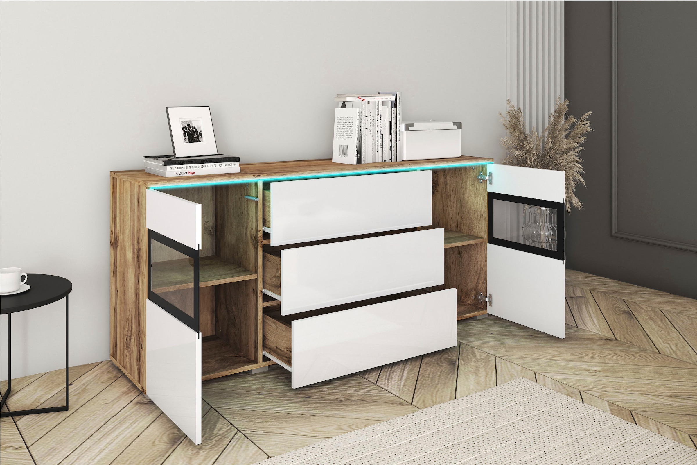 INOSIGN Sideboard »VERA«, Moderne grifflose Kommode,verstellbare Einlegeböden