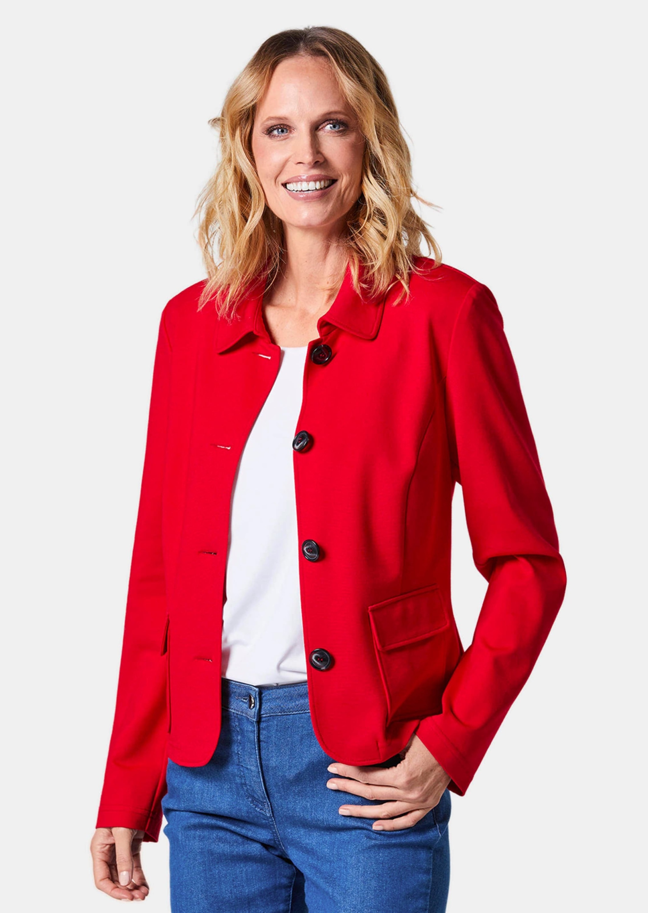 GOLDNER Kurzjacke »Kurzgröße Leichte Jacke mit Stehkragen in blau«