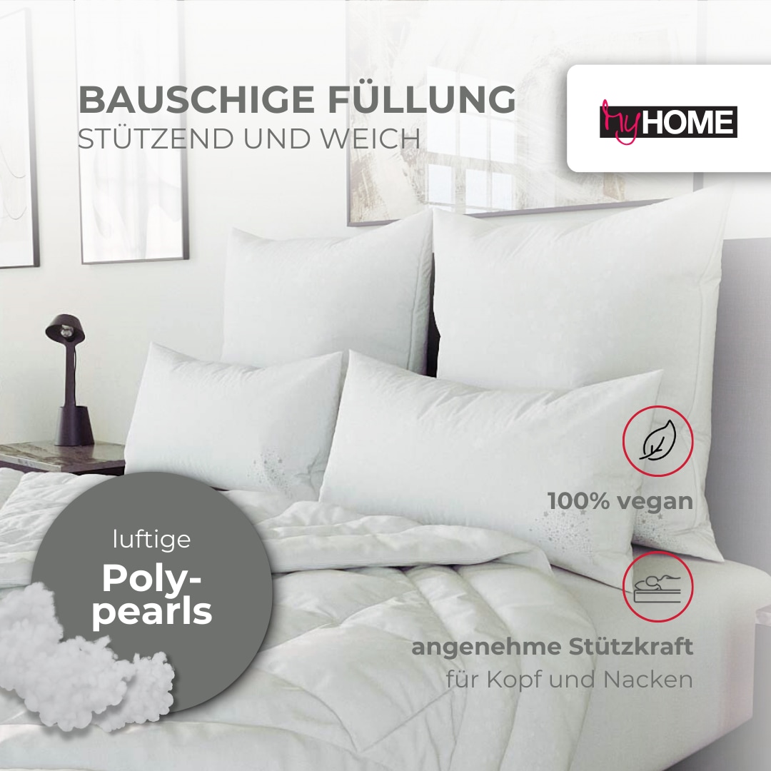 my home Microfaserkissen »Baca, Kopfkissen 40x80cm und 80x80 cm, 2-tlg«, Füllung: Polyesterfaser, Bezug: Microfaserbezug, (Spar-Set, 2 St., 2-tlg.), Kissen im Spar-Set: sehr gutes Preis- / Leistungsverhältnis!