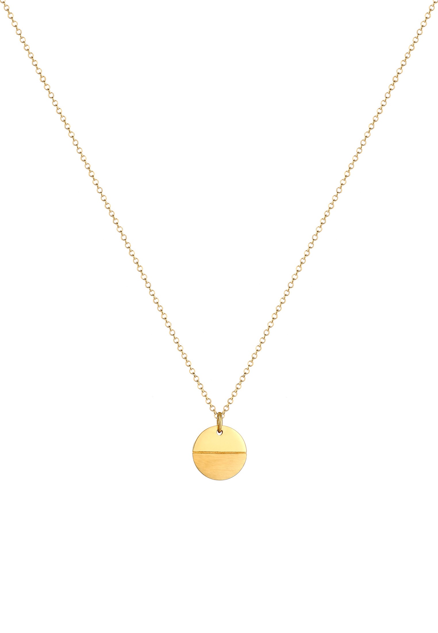 Elli Kette mit Anhänger »Halskette Plättchen Kreis Geo Matt 925 Silber«