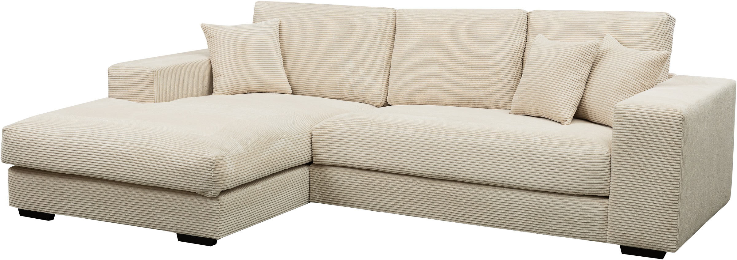 WERK2 Ecksofa »Eden modern und zeitlos, geschmackvolles Sofa, Breite 286cm, L-Form«, Design Ecksofa in Cord mit besonders weichem Sitzkomfort