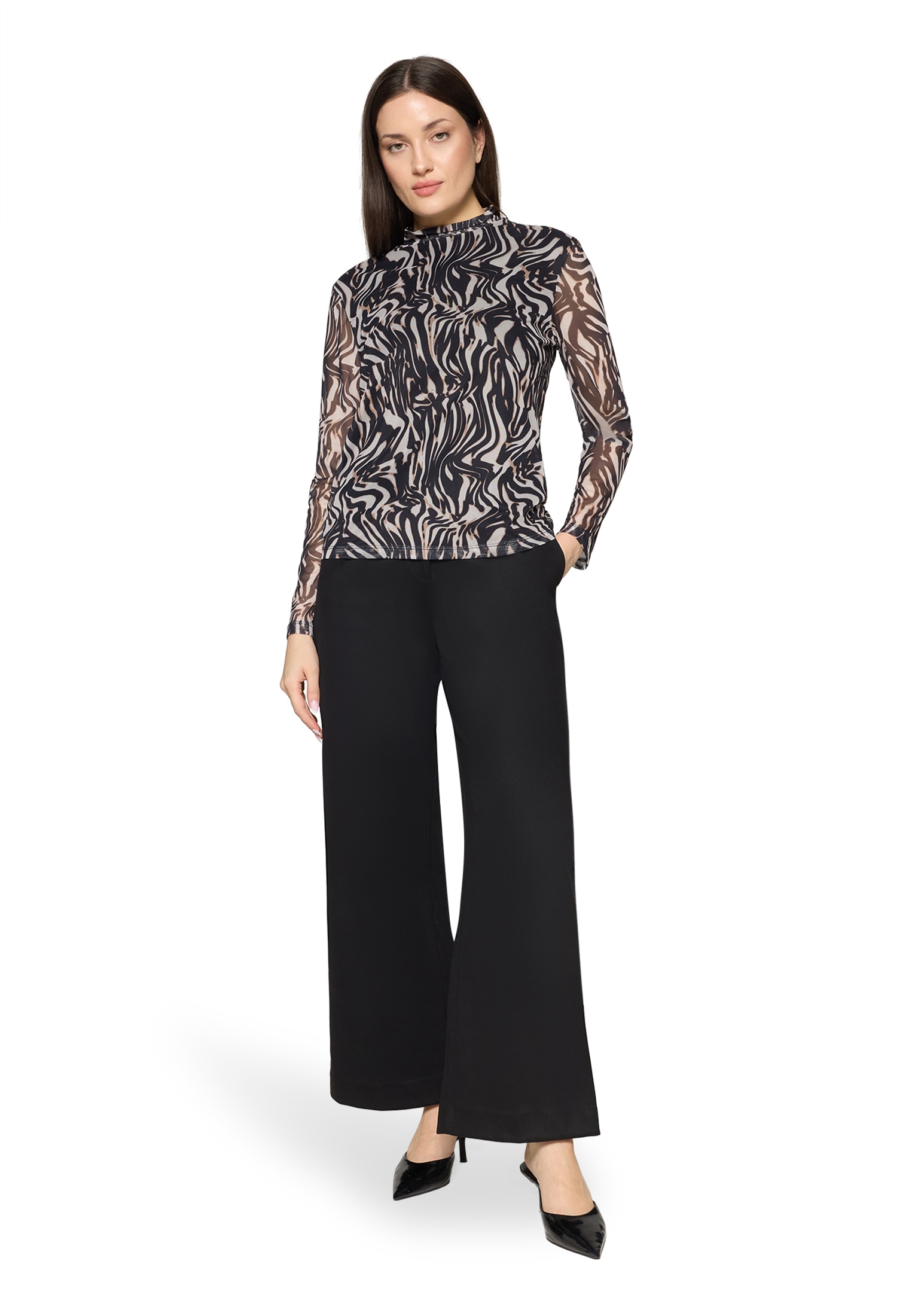 Betty&Co Rundhalsshirt »Mesh-Shirt mit Stehkragen«