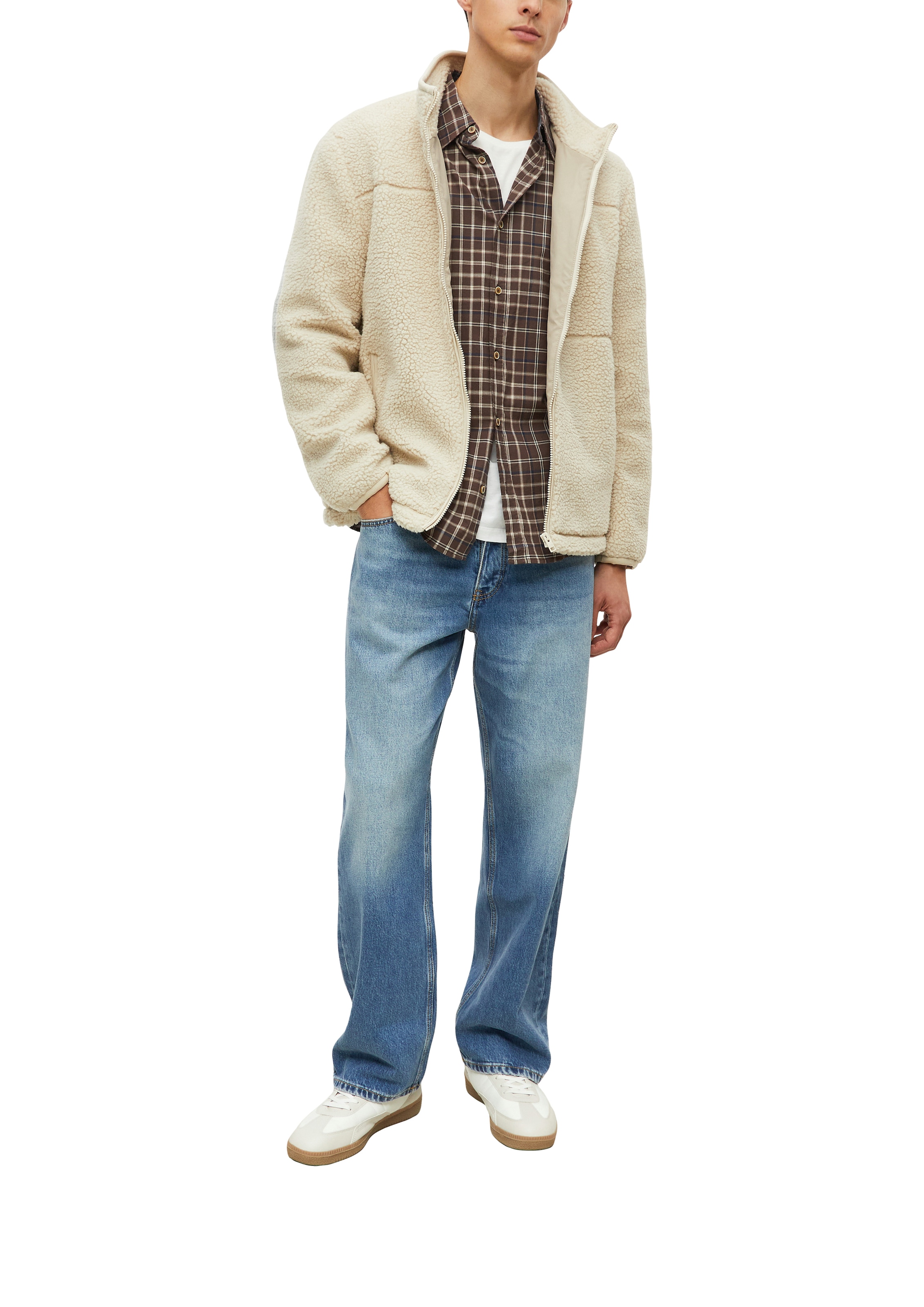 s.Oliver Fleecejacke ohne Kapuze Teddyjacke mit Stehkragen mit Reißverschluss