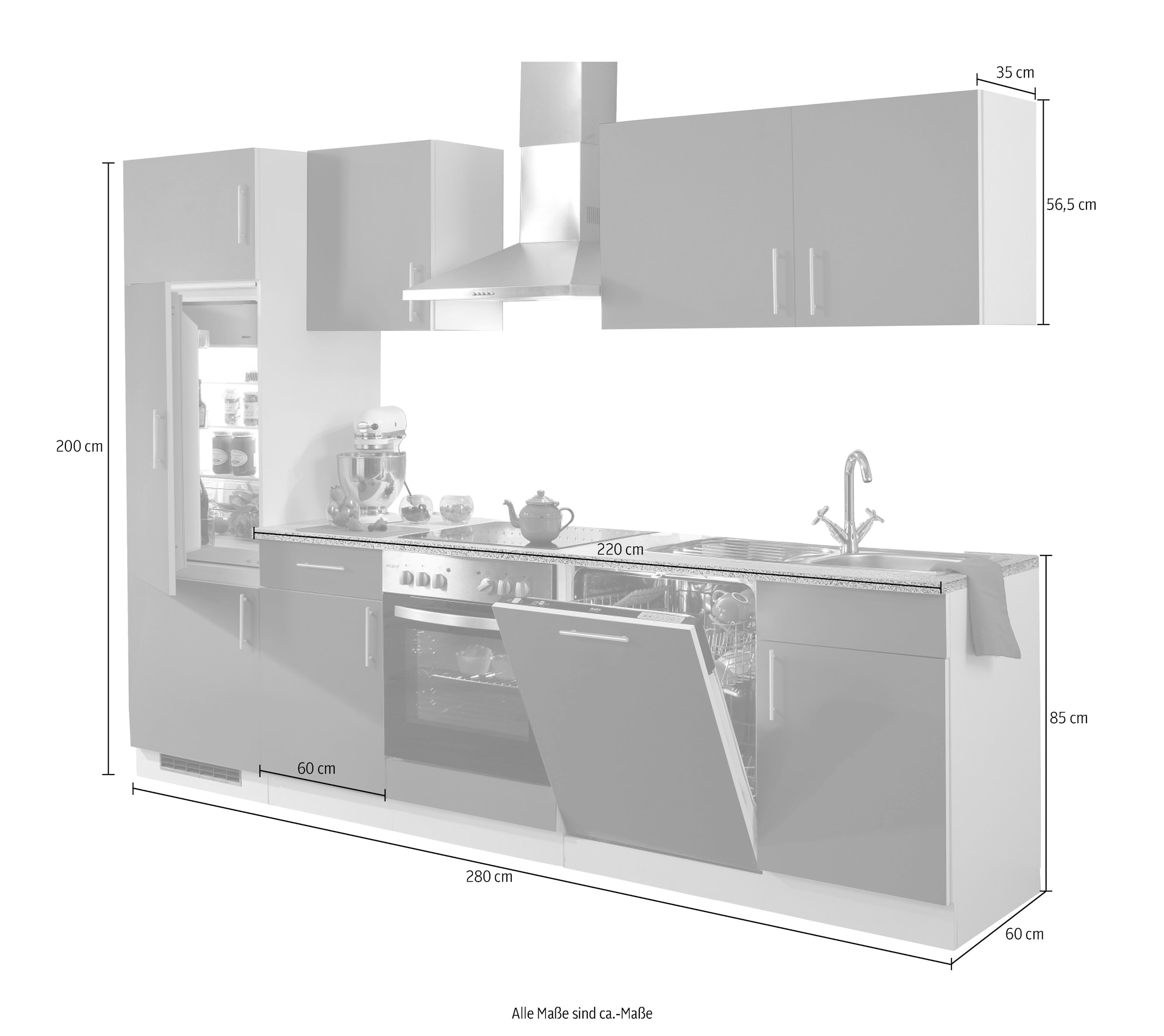 wiho Küchen Küchenzeile »Kiel«, mit bei OTTO online Geschirrspüler, Breite inkl. cm E-Geräten, bestellen 280