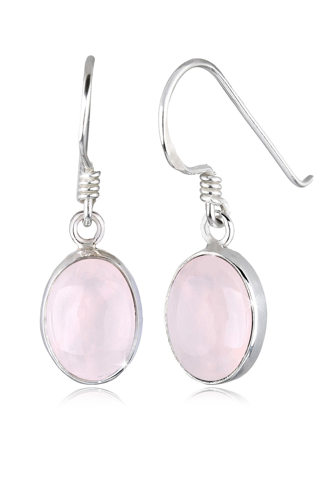 Elli Paar Ohrhänger »Rosenquarz Basic Elegant Oval 925 Silber«