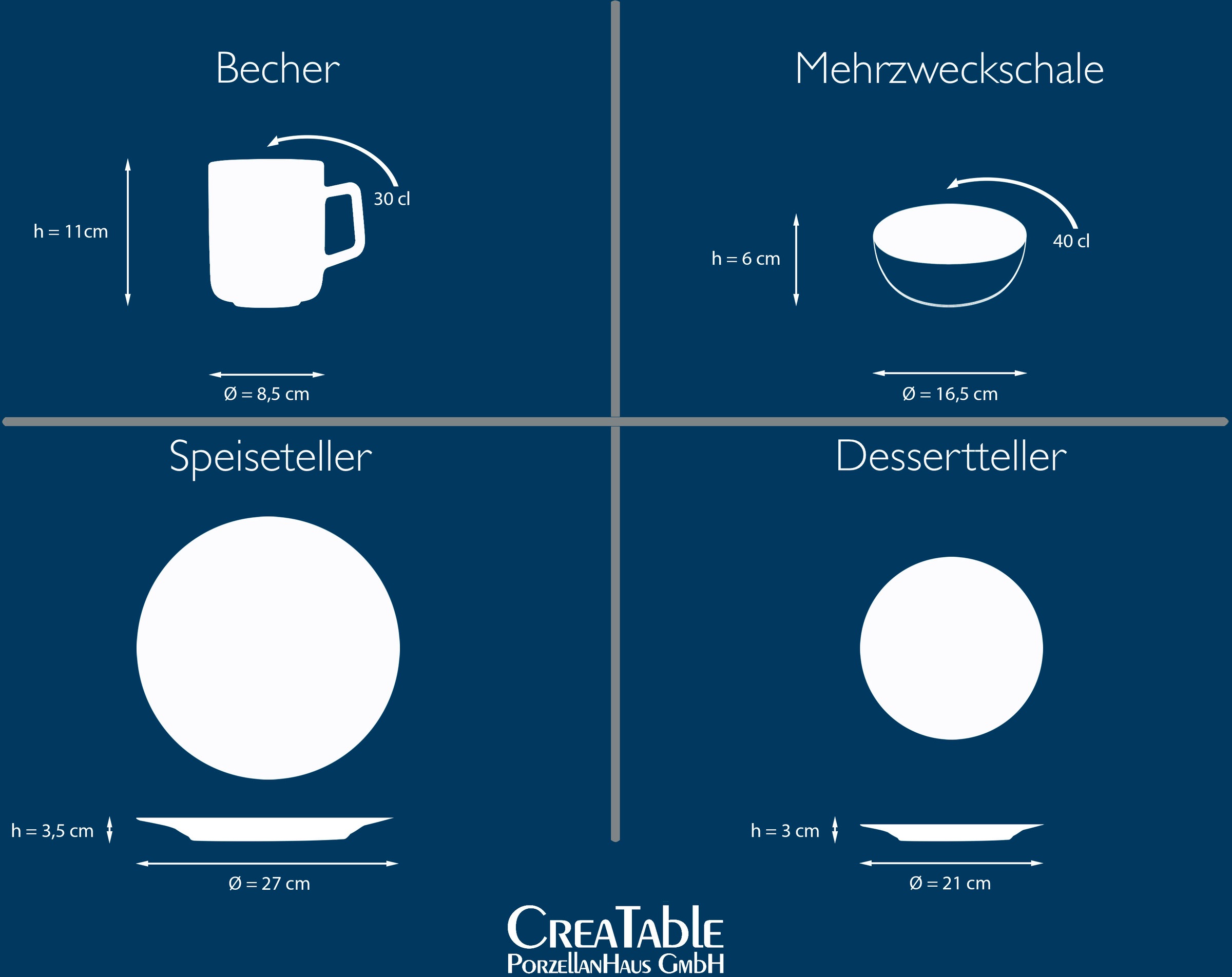 CreaTable Kombiservice »Sierra Nevada Mix«, (Set, 16 tlg.), reaktive Spezialglasur, jedes Stück ein Unikat