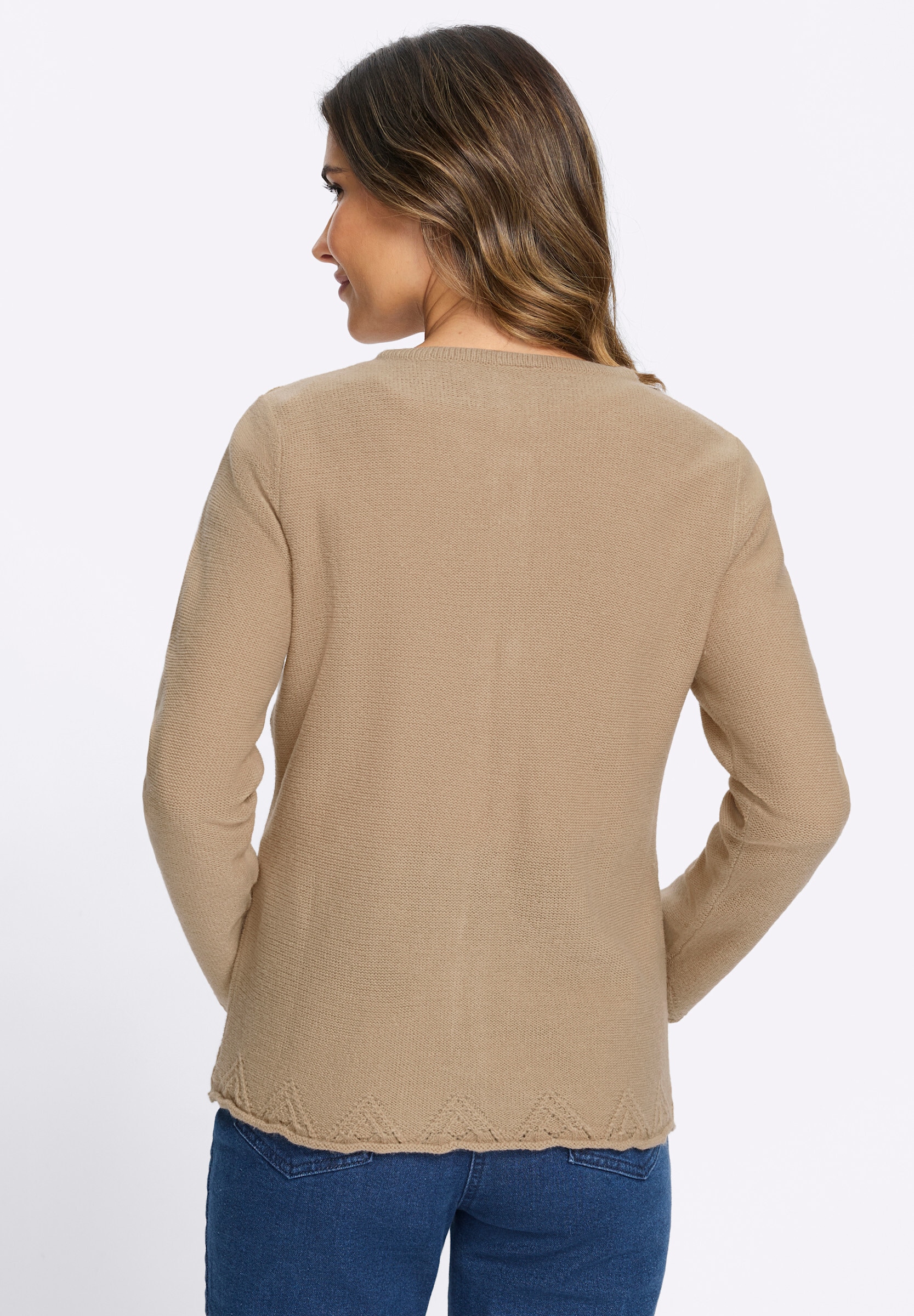 Sieh an! Strickjacke »Strickjacke Strickjacke mit Blütenstickerei«