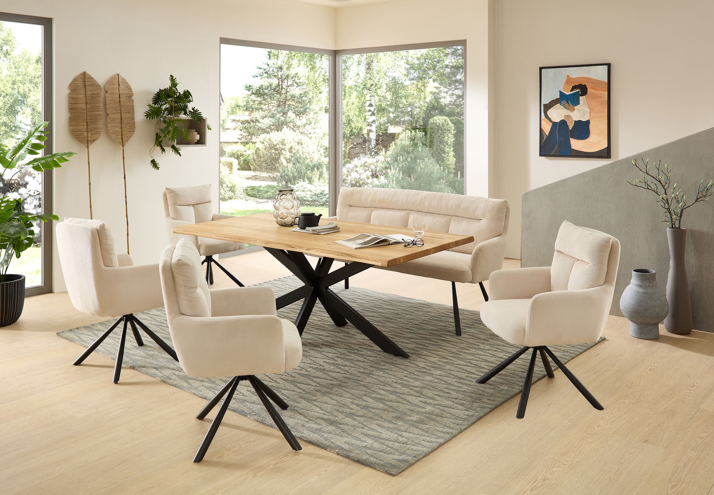 HBZ Esstisch »TOM, TOPSELLER!«, (Tisch, Esstisch), 200 cm breit Eiche Massivholz mit Baumkante