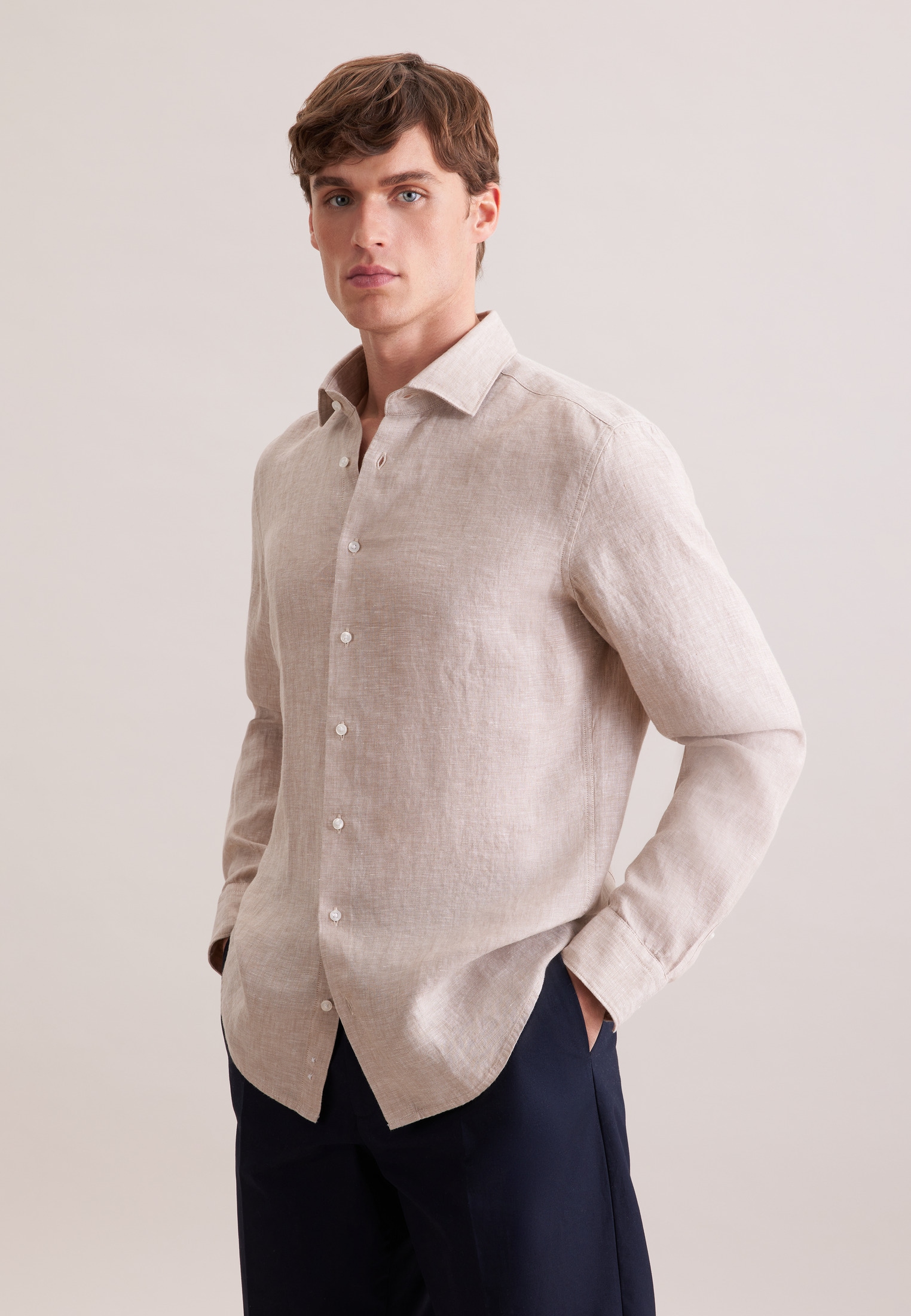 seidensticker Leinenhemd »Schwarze Rose« Slim 1/1 Kentkragen Uni