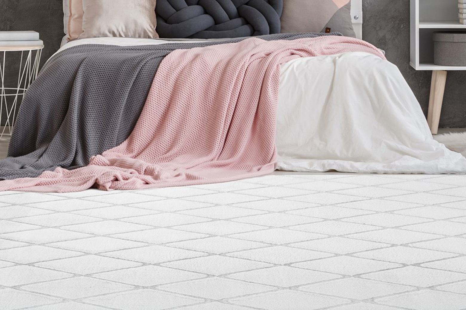 calo-deluxe Teppich »Jardan-2000«, rechteckig, 20 mm Höhe, besonders weich durch Microfaser, Rauten-Design