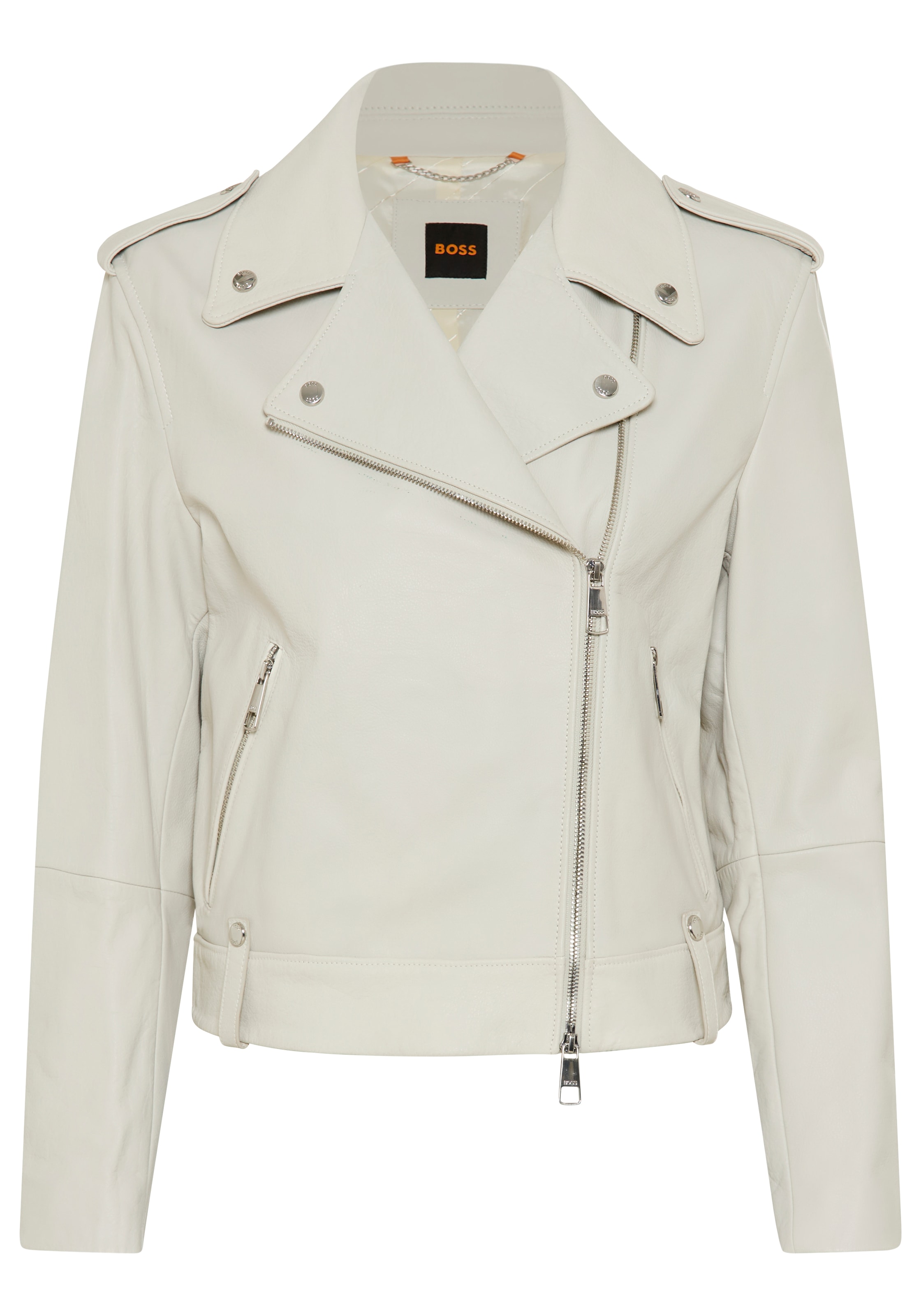 BOSS ORANGE Lederjacke »Sandy Premium Damenmode« mit genarbter Struktur
