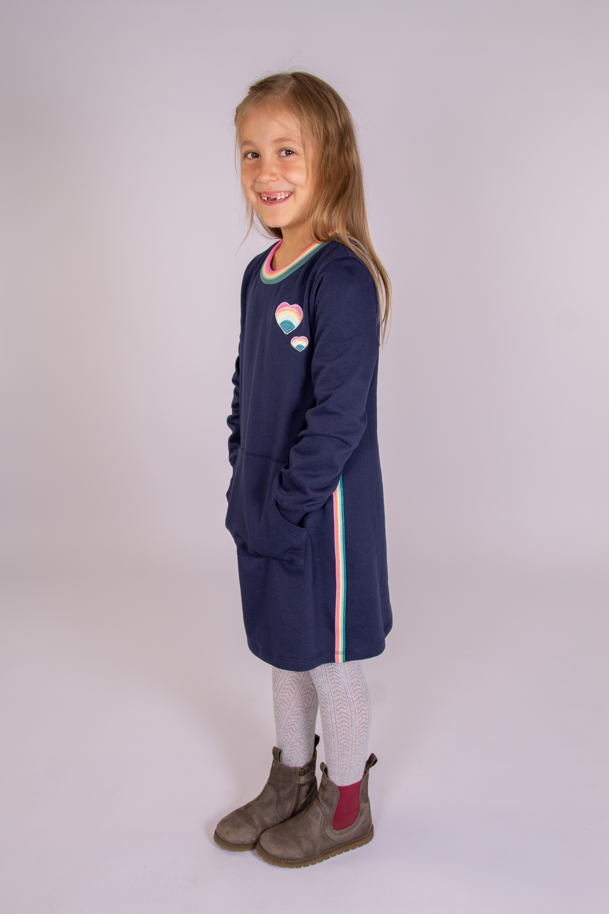 Happy Girls Mädchen Sweatkleid Kängurutasche in blau, Größe 158