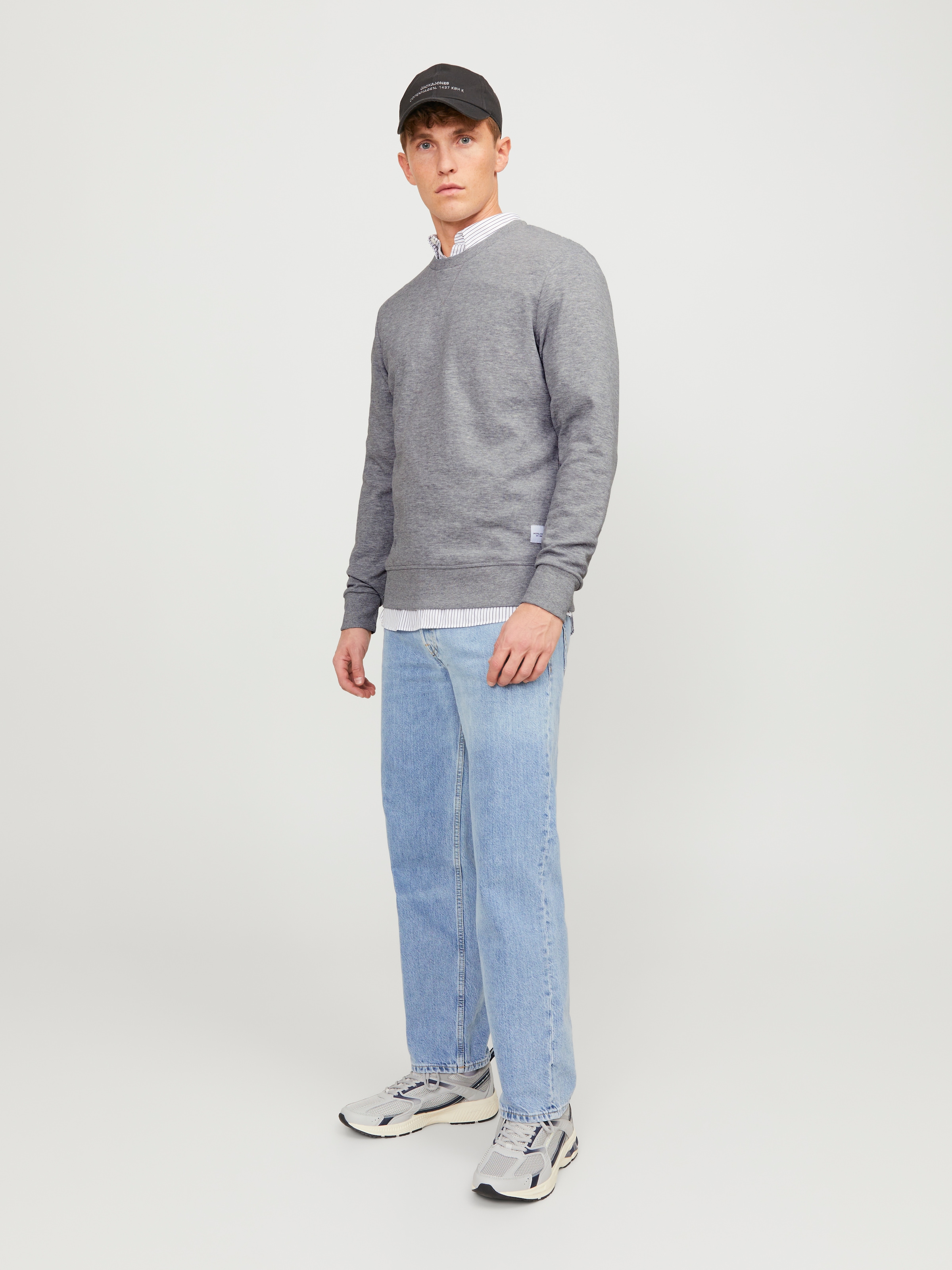 Jack & Jones Sweatshirt »JJEBASIC mit Flaglabel und weicher Baumwollmischung«, unifarben, modisch, regular fit, Baumwolle, Rundhals
