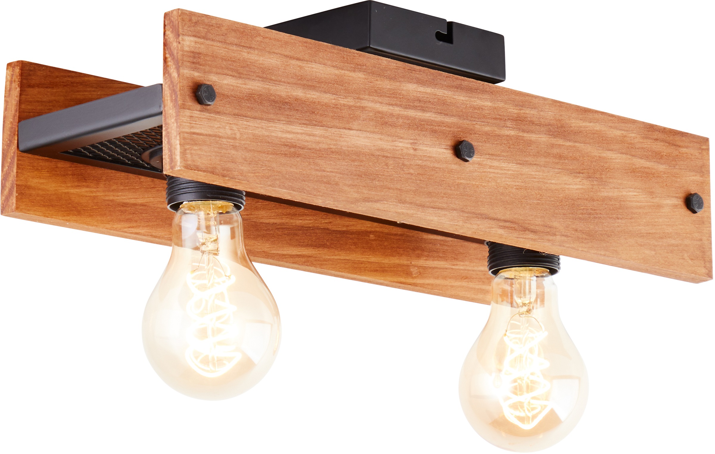 Brilliant Deckenleuchte »Calandra«, 2 flammig, Leuchtmittel E27   ohne Leuchtmittel, 38 cm Breite, 2 x E27, Metall/Holz, schwarz/holz