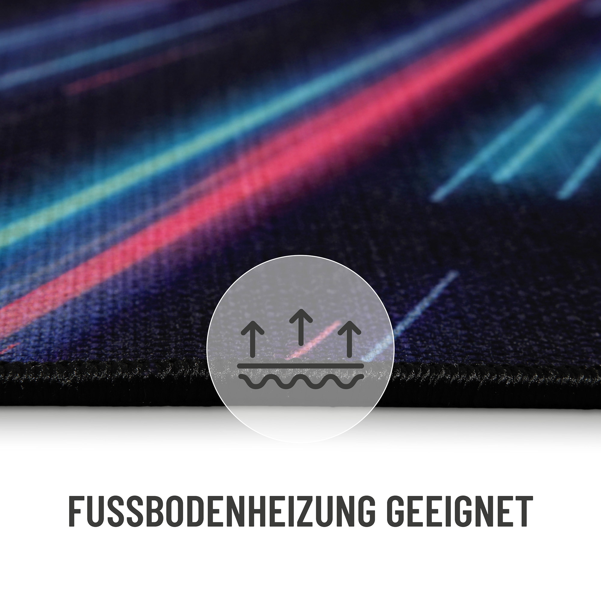 Wecon home Teppich »Neon Horizon«, rechteckig, 5 mm Höhe, Gamer Teppich, gewebt, futuristisch, robust, Gaming Room, rutschfest