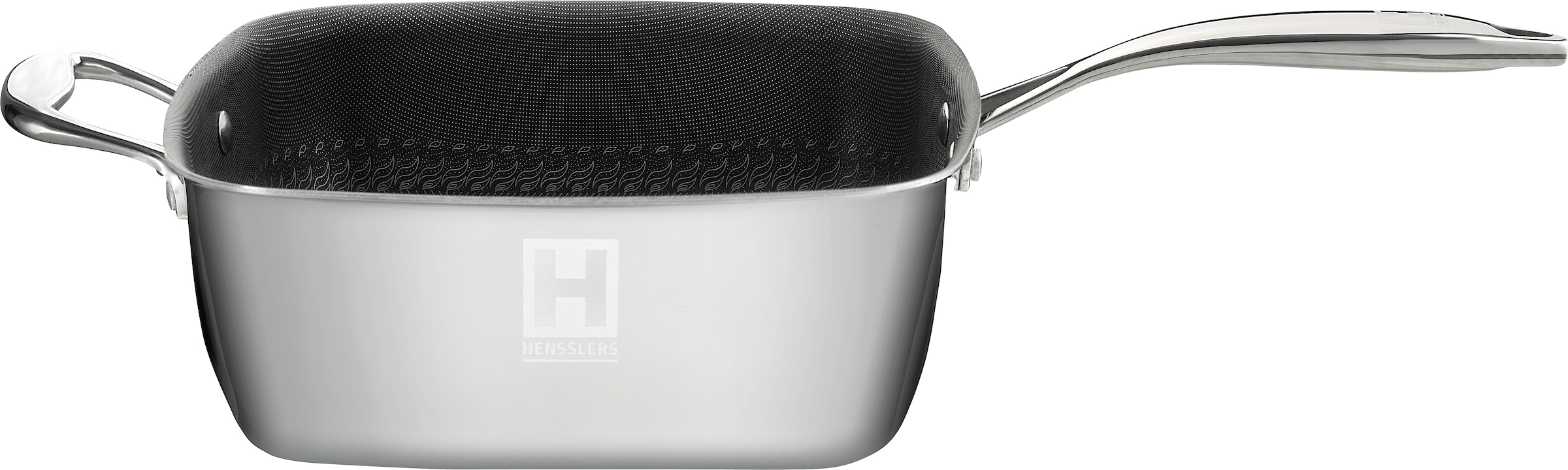 HENSSLERS Servierpfanne »HENSSLERS Edelstahl Viereck-Hochrandpfanne mit Glasdeckel« Edelstahl 4 Stk. tlg. inklusive Dünst- und Grilleinsatz