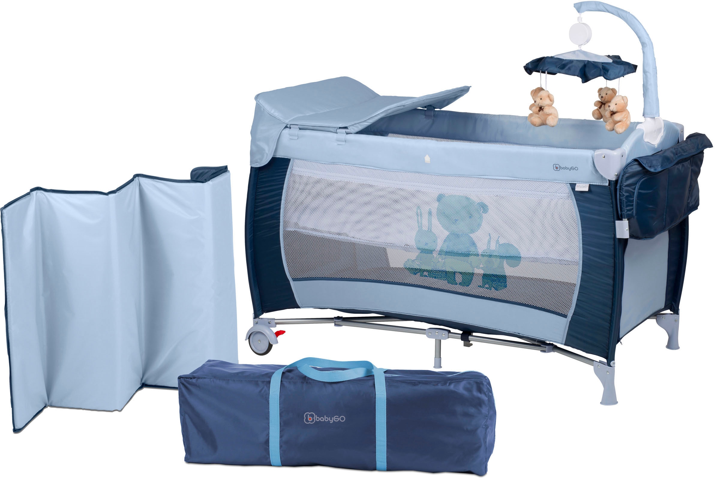 Baby-Reisebett »Sleeper Deluxe, blau«, mit Musik-Mobile