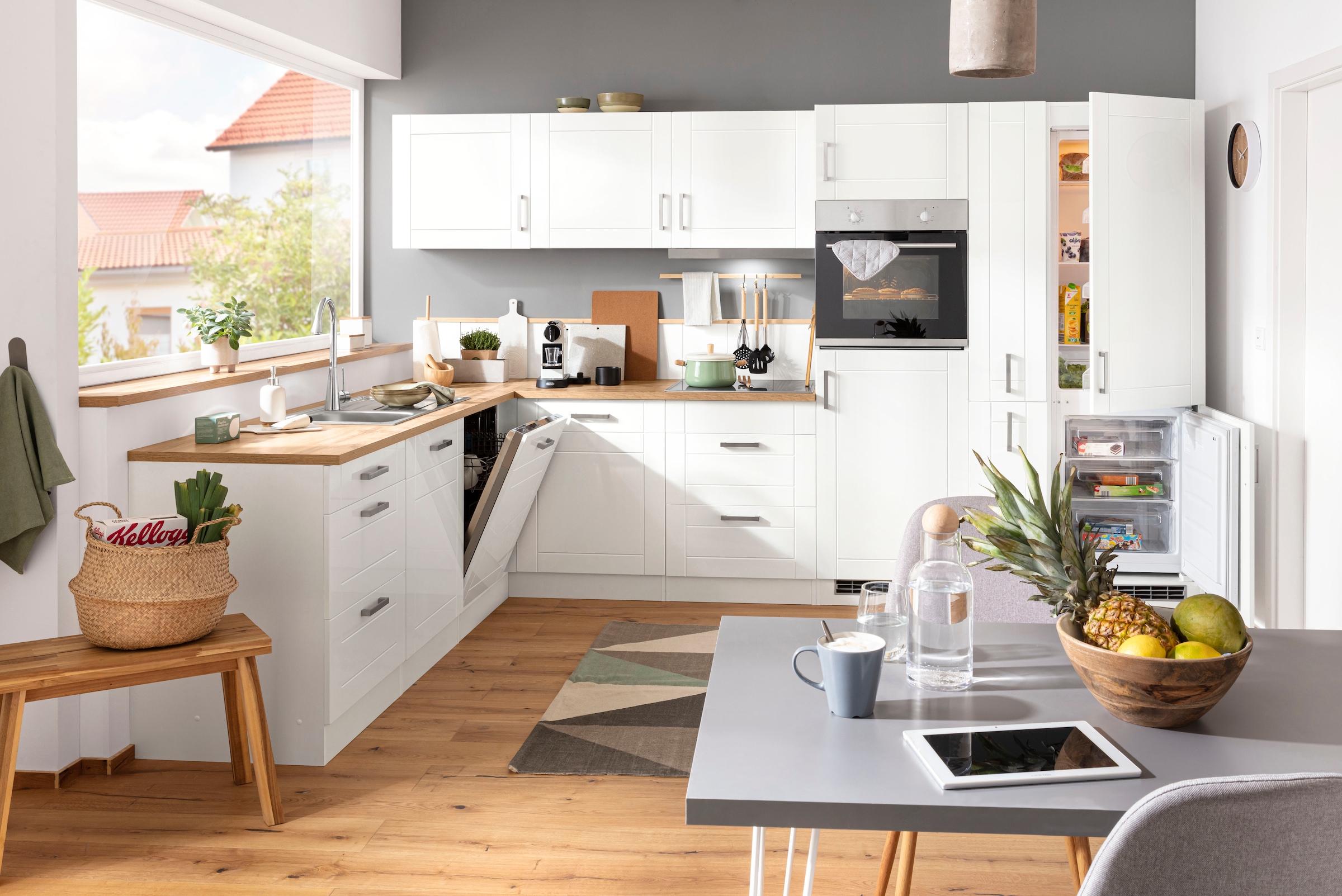 KOCHSTATION Winkelküche »KS-Tinnum« mit E-Geräten, Stellbreite 240/330 cm