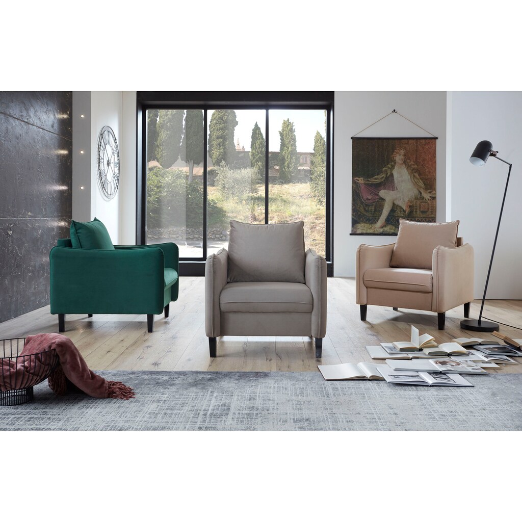 ATLANTIC home collection Sessel »Duesseldorf«, mit losem Rückenkissen und Wellenunterfederung in Sitz