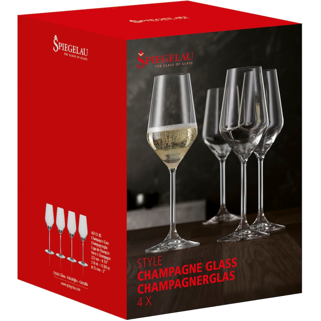 SPIEGELAU Champagnerglas »Style«, (Set, 4 tlg., Set bestehend aus 4 Gläsern)